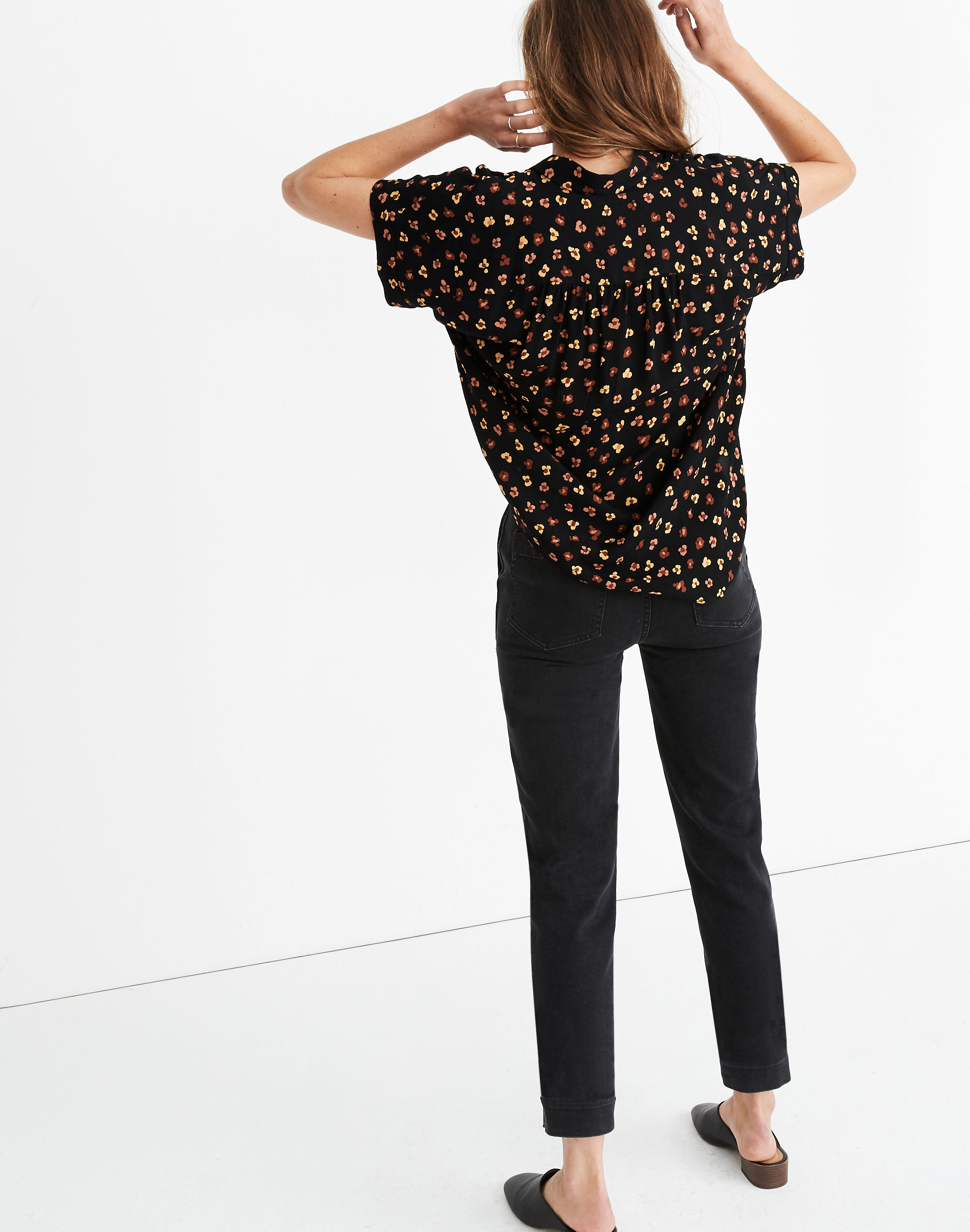 Central Drapey Shirt in Feline Floral