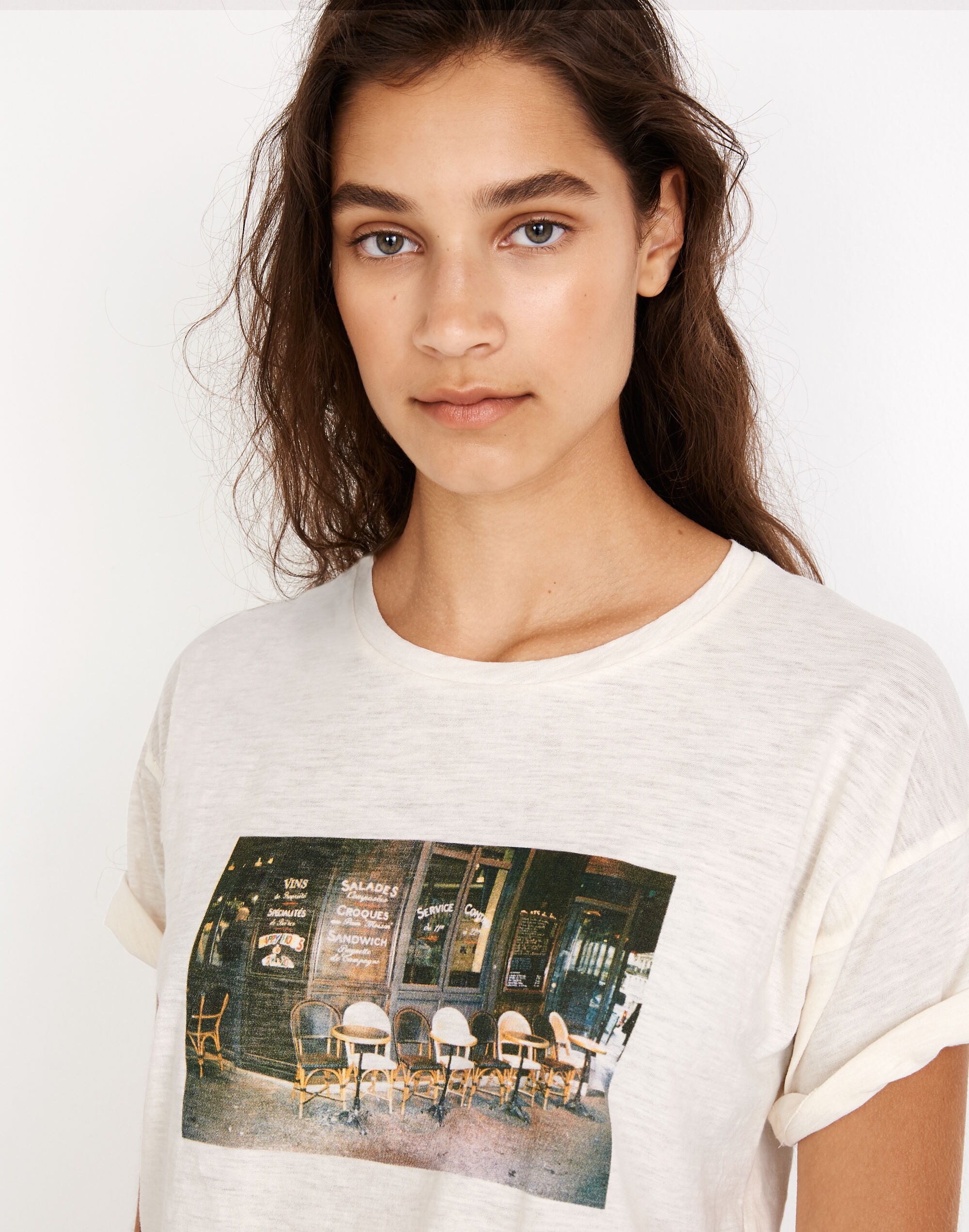 Parisian Cafe Graphic Whisper Cotton Crewneck Tee