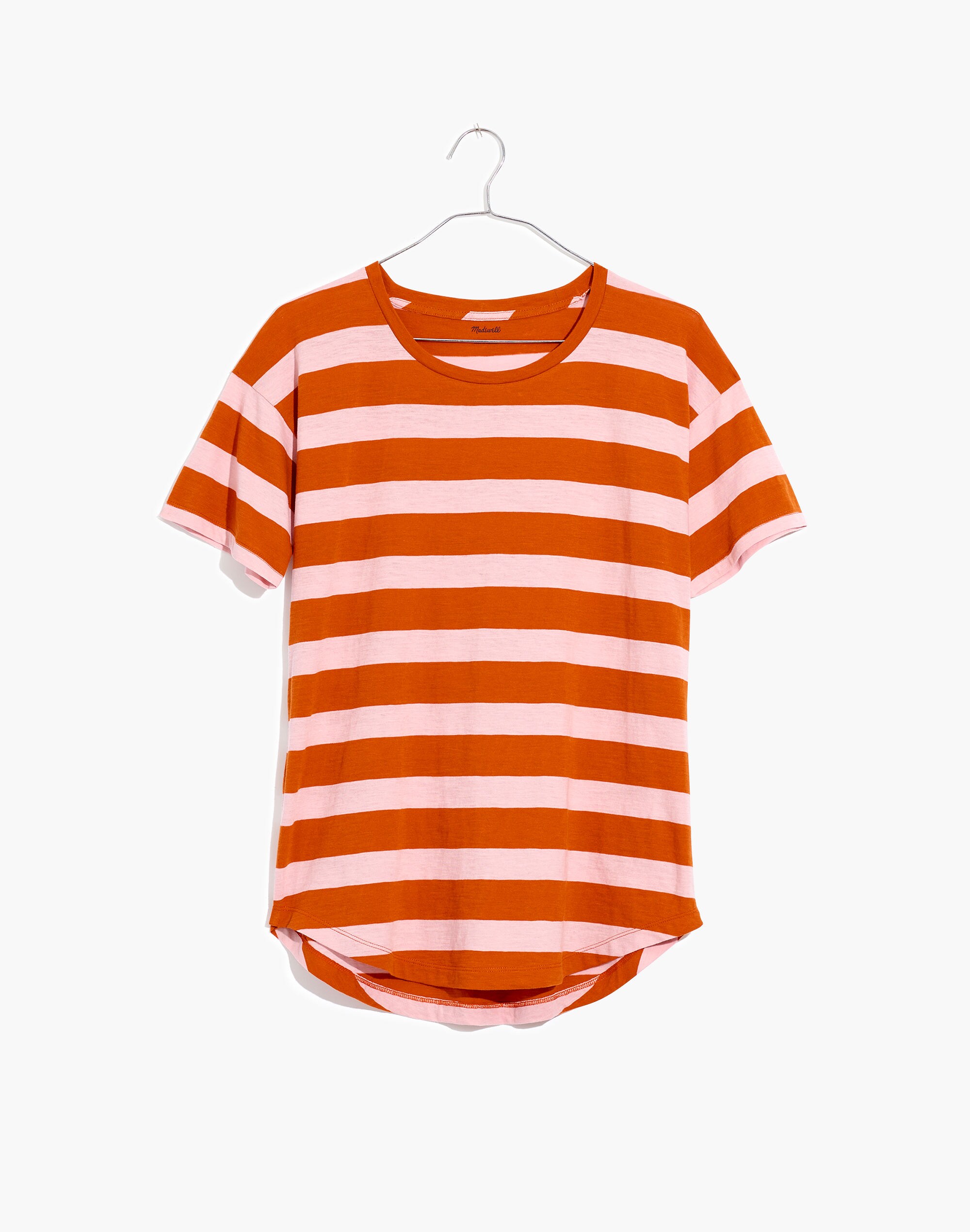 whisper cotton crewneck tee in rugby stripe