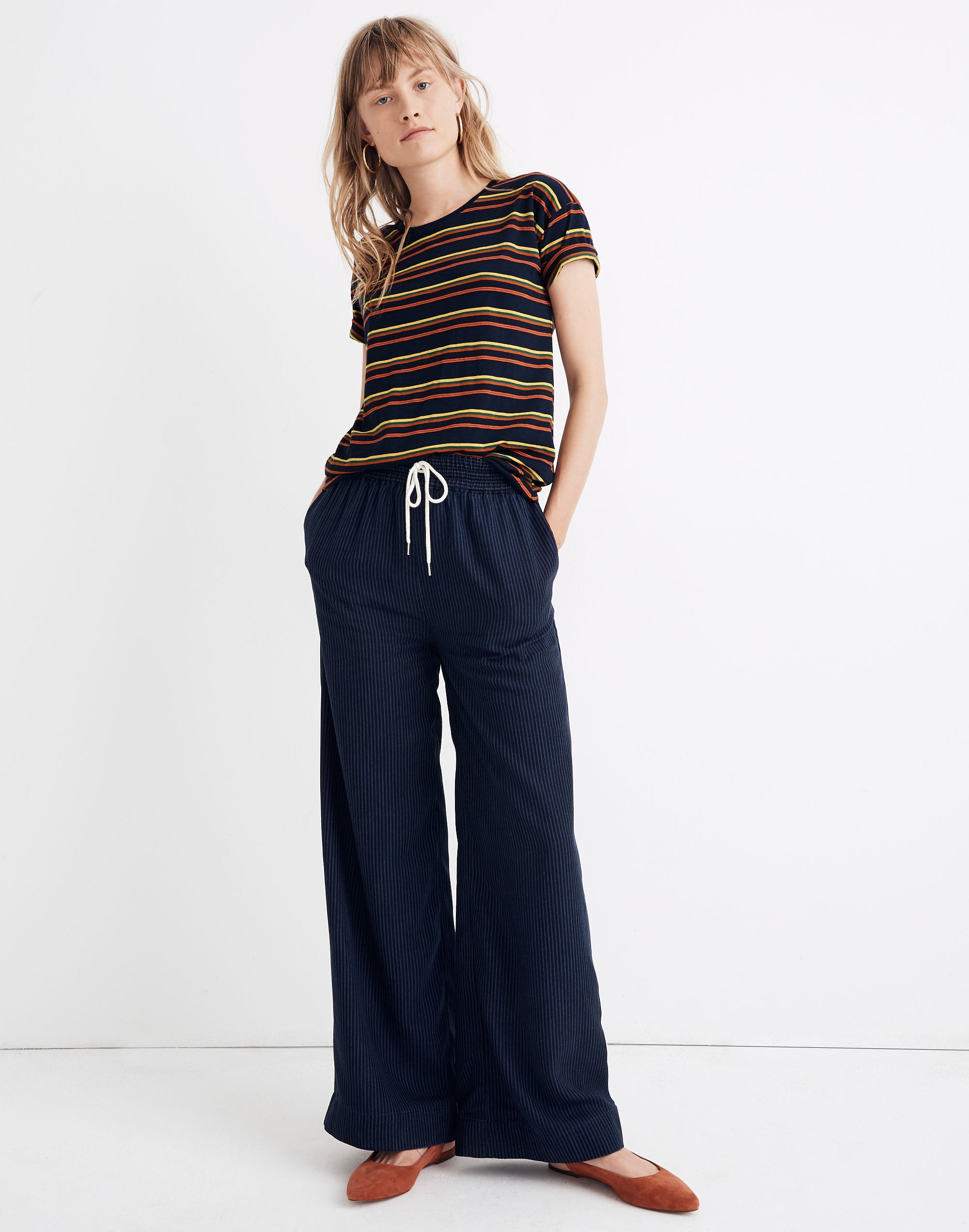 Whisper Cotton Crewneck Tee in Durante Stripe