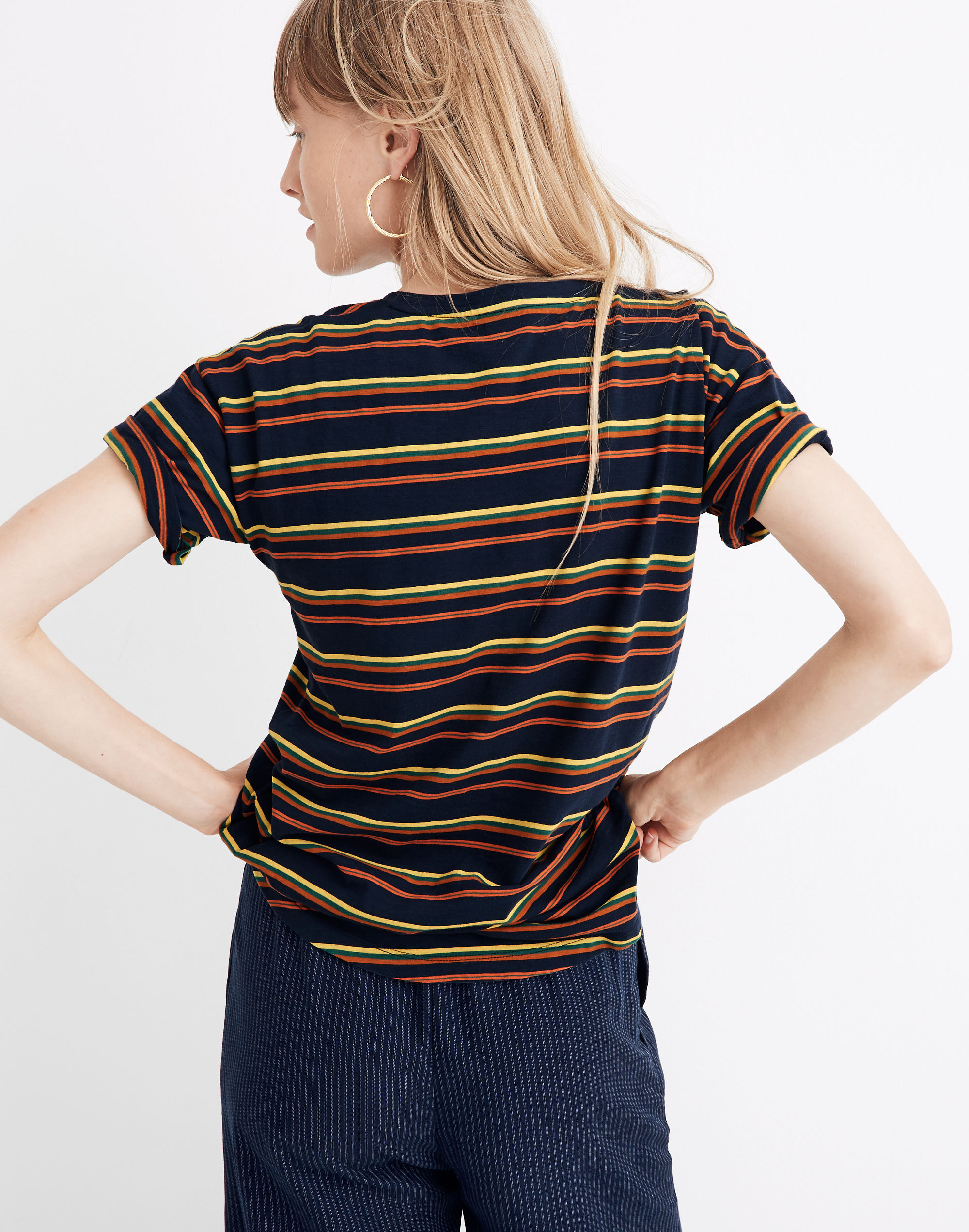 Whisper Cotton Crewneck Tee in Durante Stripe