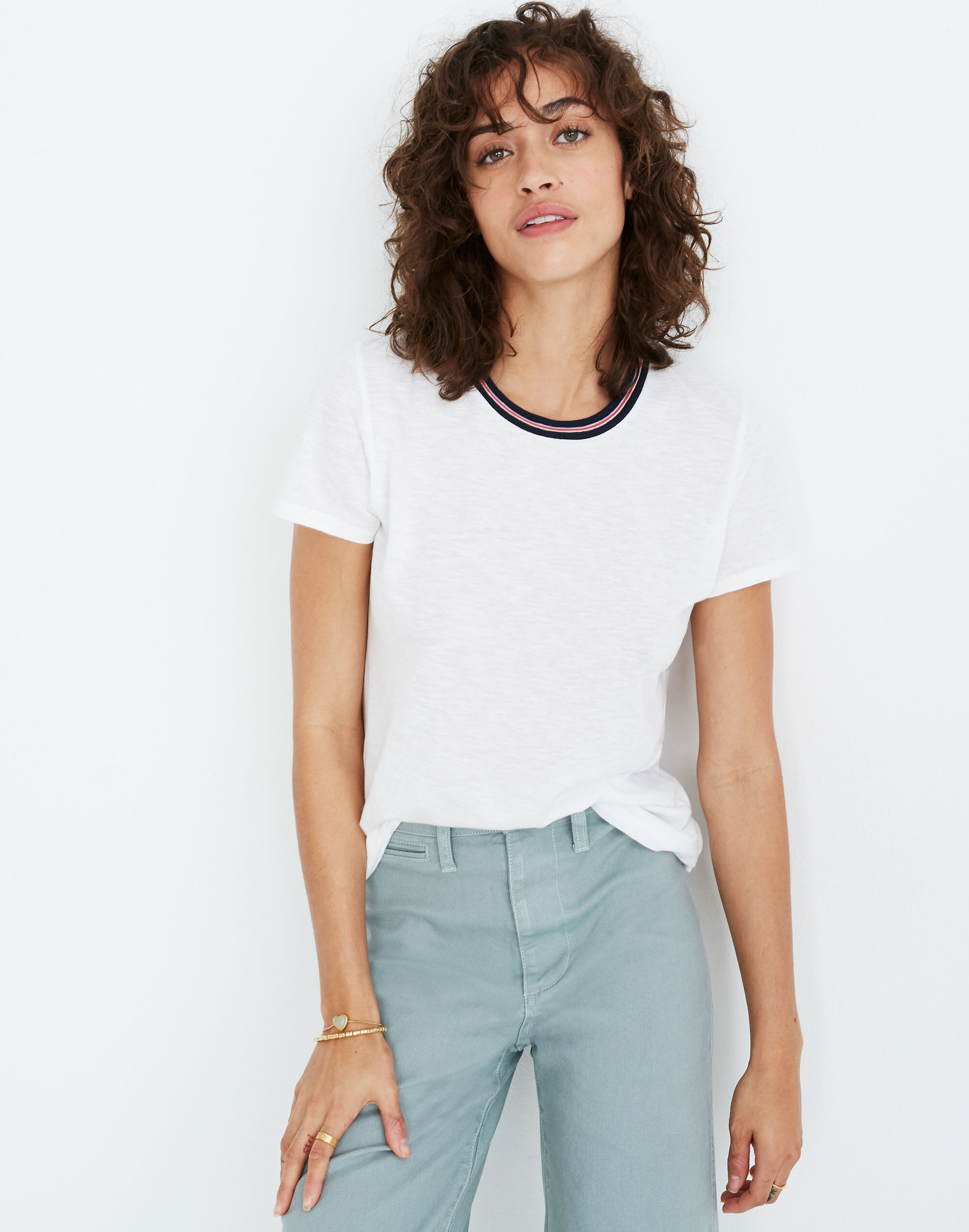 Whisper Cotton Ringer Tee in Bryne Stripe