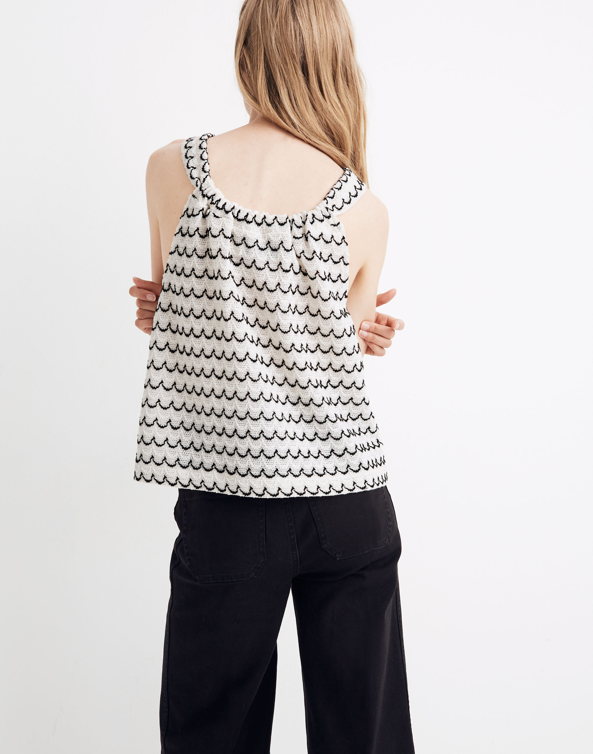 Texture &amp; Thread Button-Front Swing Tank in Wild Stripe