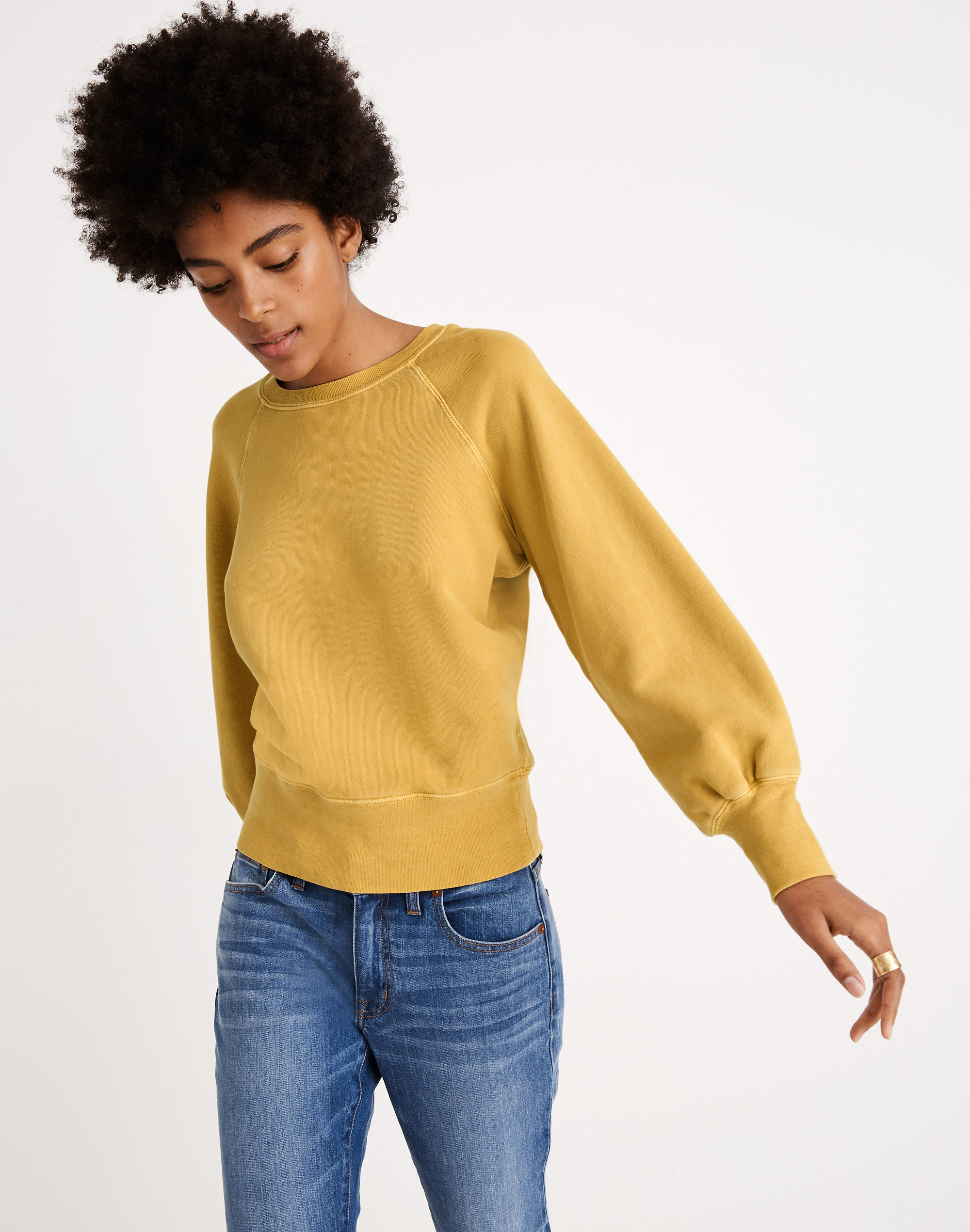 Rivet &amp; Thread Garment-Dyed Raglan Balloon-Sleeve Sweatshirt