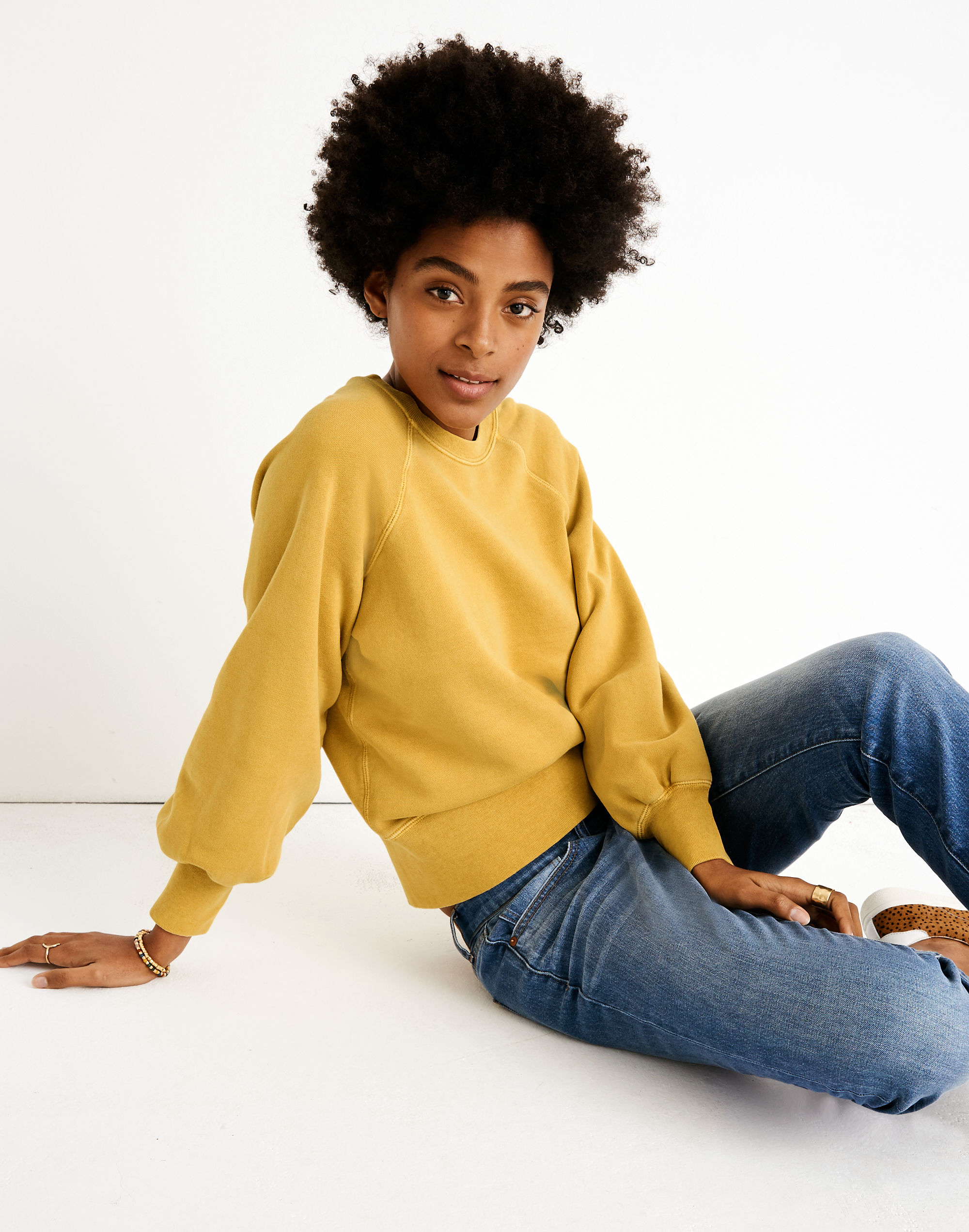 Rivet &amp; Thread Garment-Dyed Raglan Balloon-Sleeve Sweatshirt