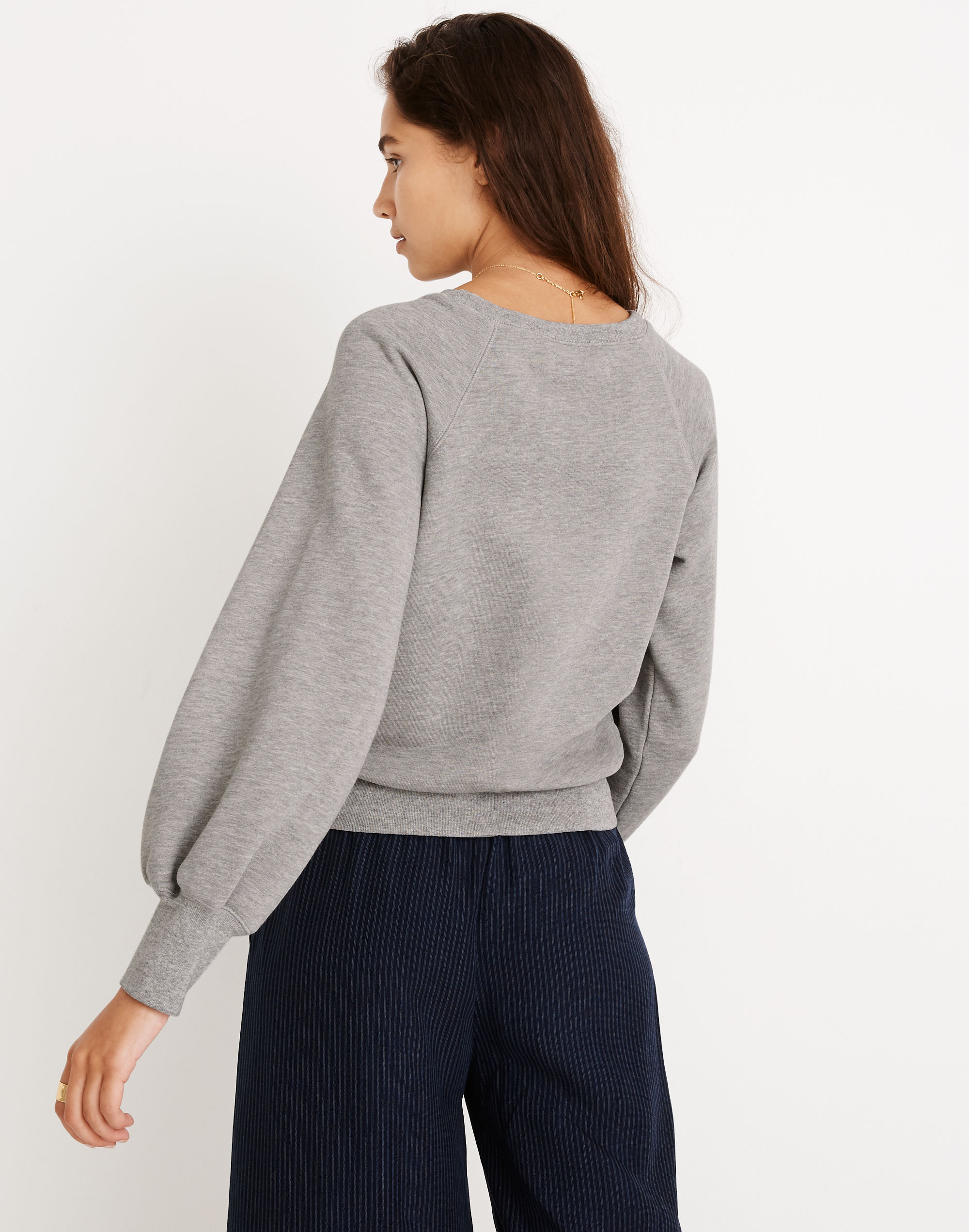 Rivet &amp; Thread Heathered Raglan Balloon-Sleeve Sweatshirt