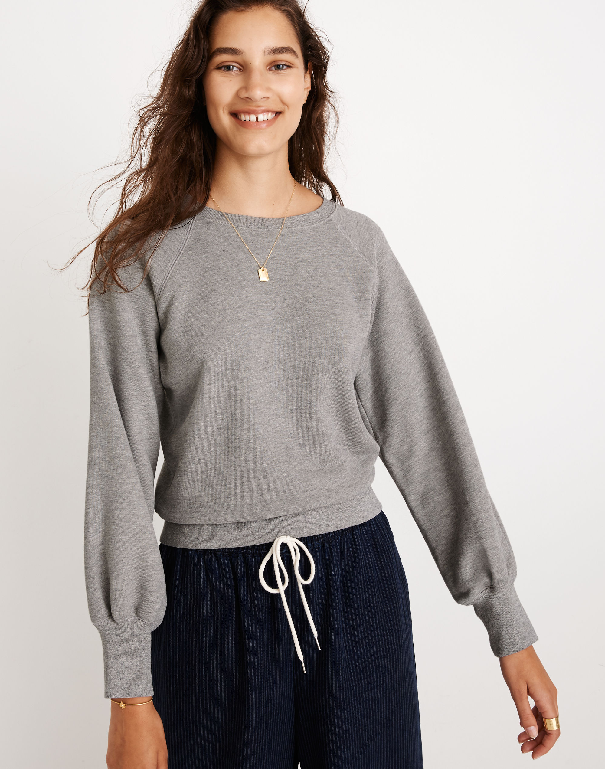 rivet &amp; thread heathered raglan balloon-sleeve sweatshirt