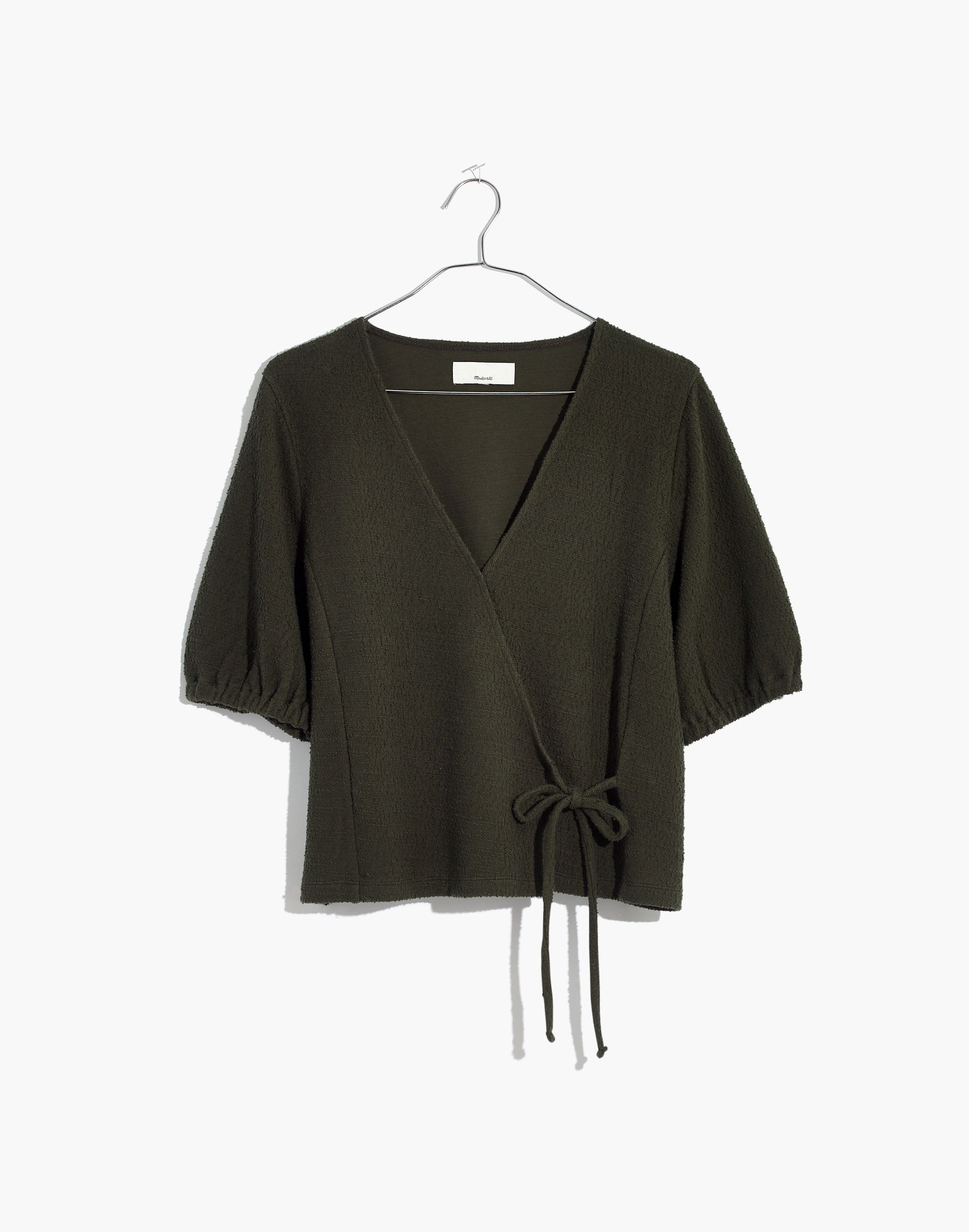 Texture &amp; Thread Puff-Sleeve Wrap Top