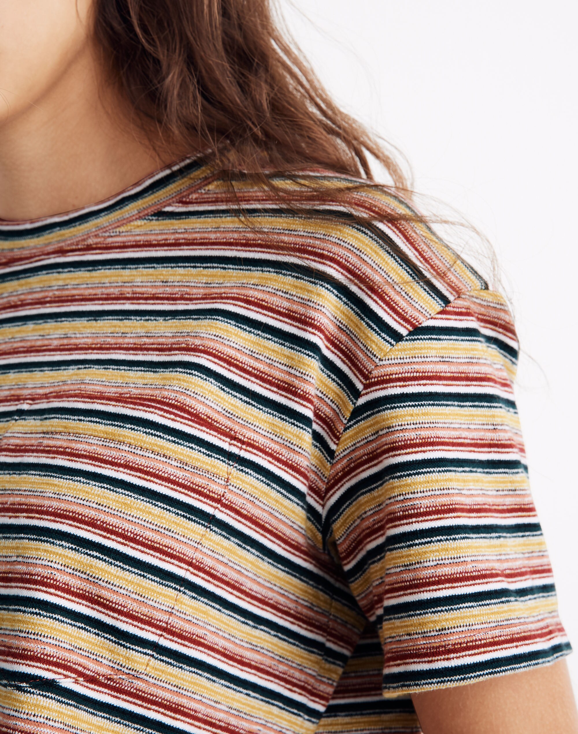 Textured Easy Crop Tee in Stripe