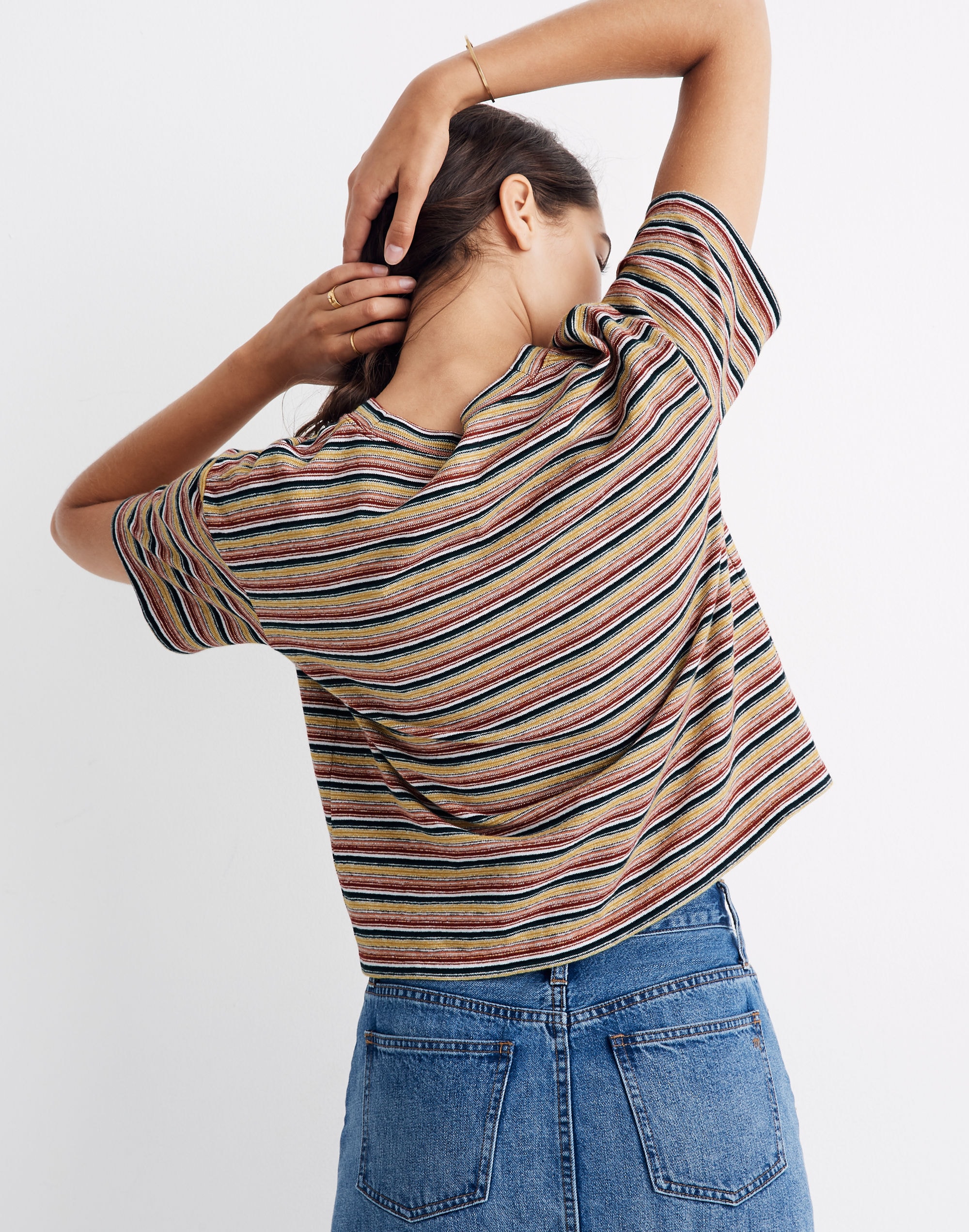 Textured Easy Crop Tee in Stripe