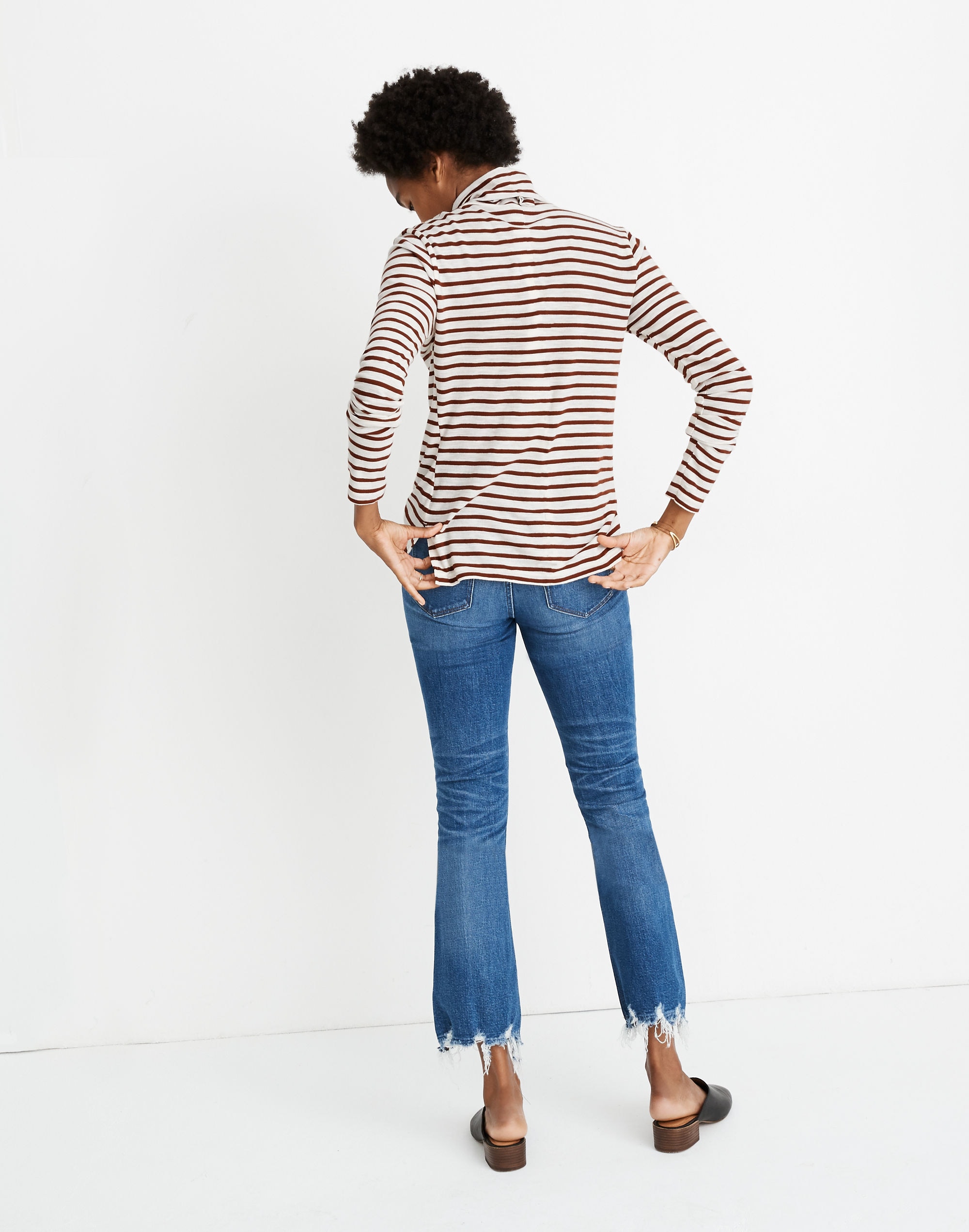 Whisper Cotton Turtleneck in Baker Stripe