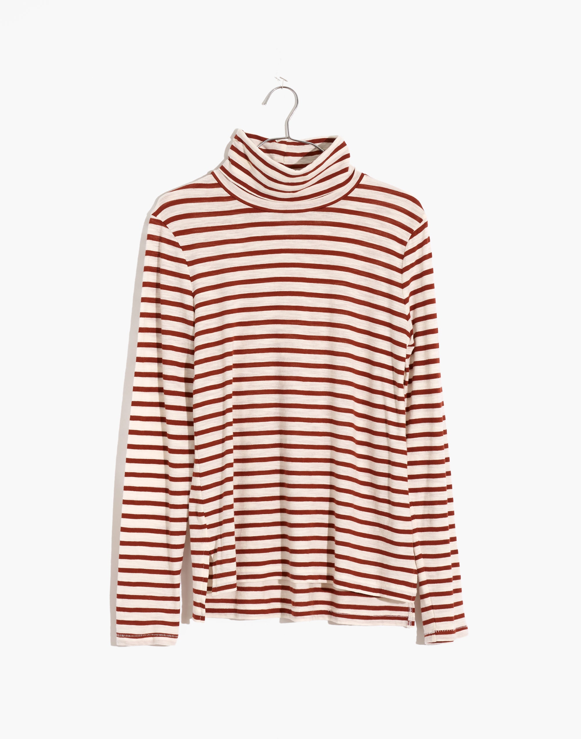 Whisper Cotton Turtleneck in Baker Stripe