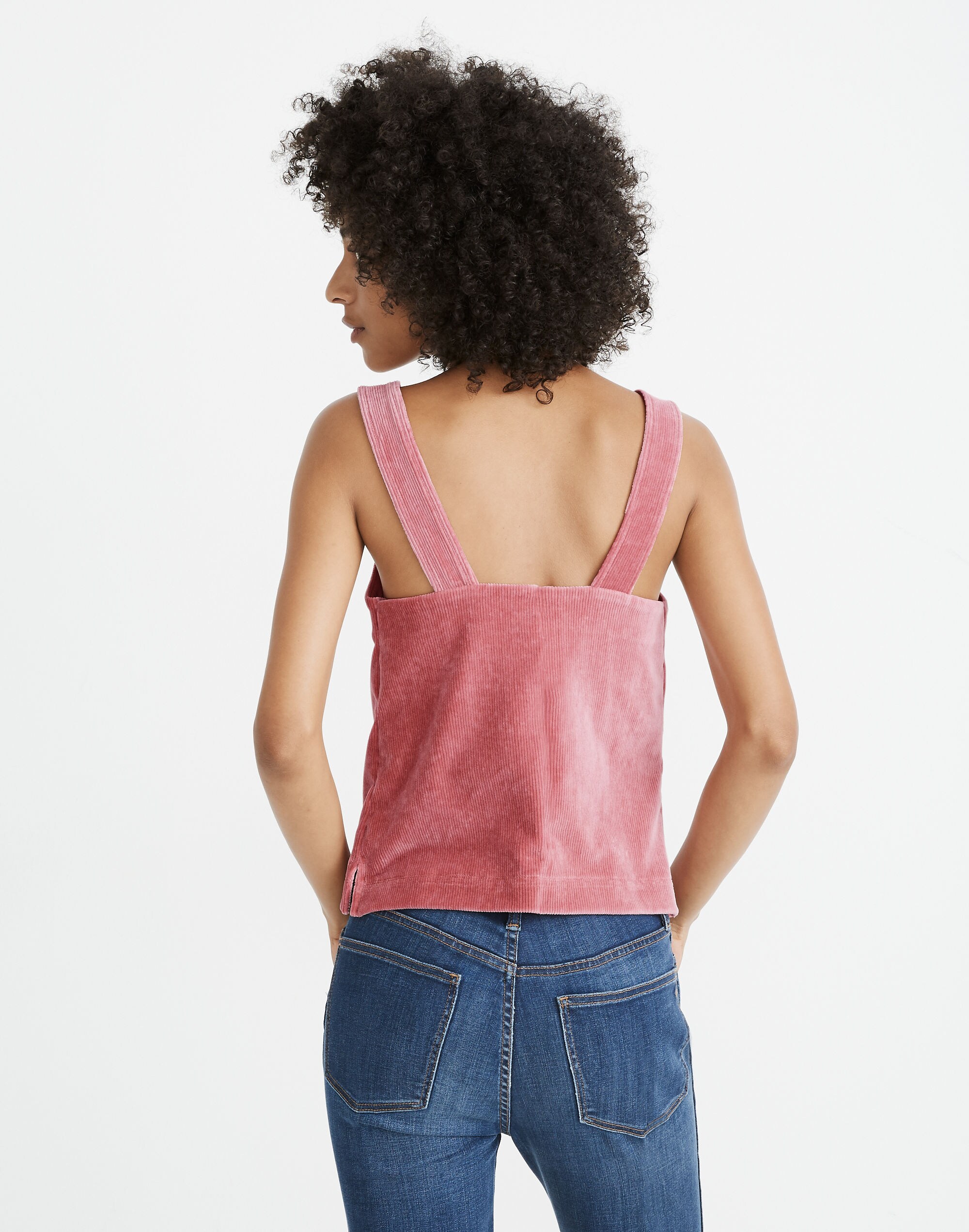 Texture &amp; Thread Velour Corduroy Button-Front Tank Top