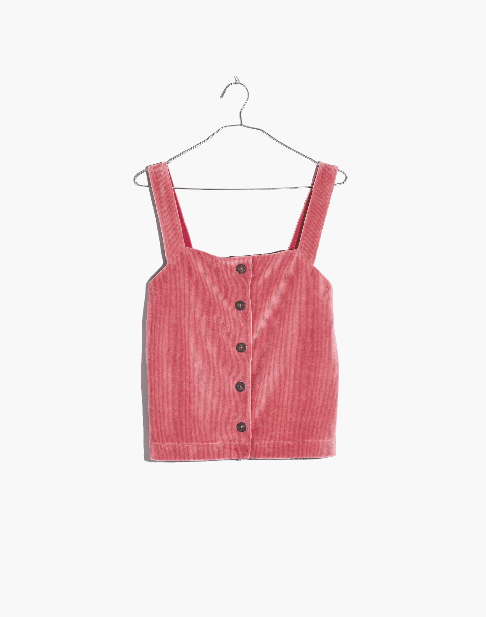 Texture &amp; Thread Velour Corduroy Button-Front Tank Top