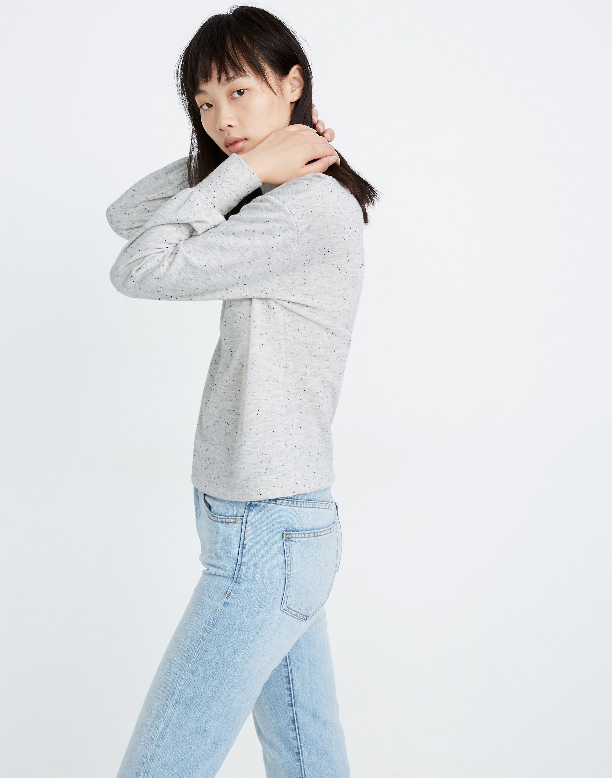 Donegal Mockneck Bubble-Sleeve Sweatshirt