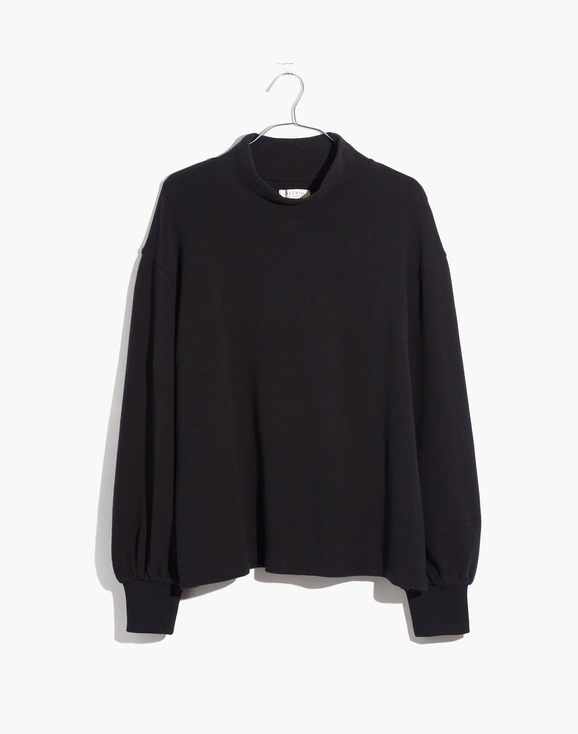 mockneck bubble-sleeve sweatshirt