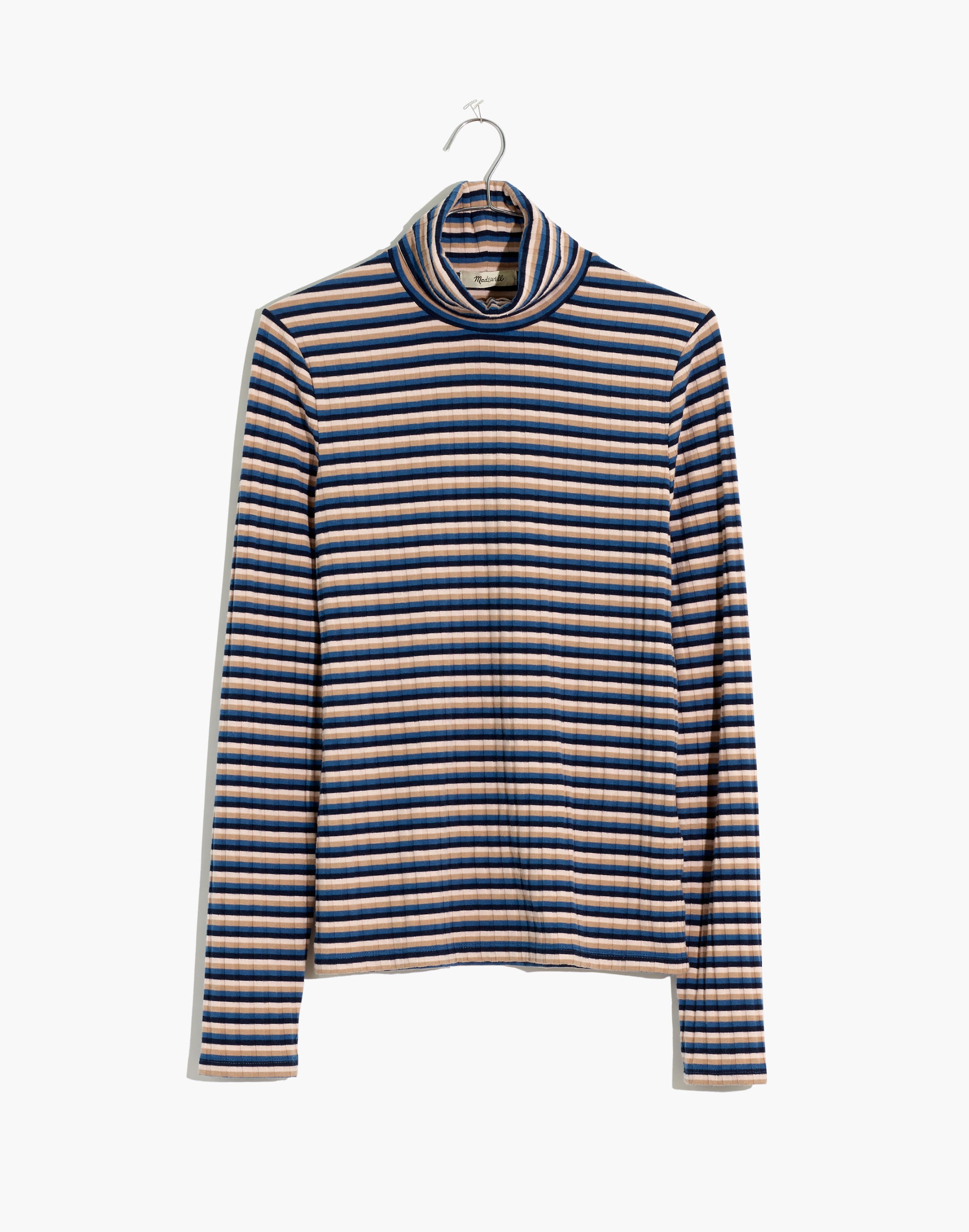 Ribbed Turtleneck Top in Stripe