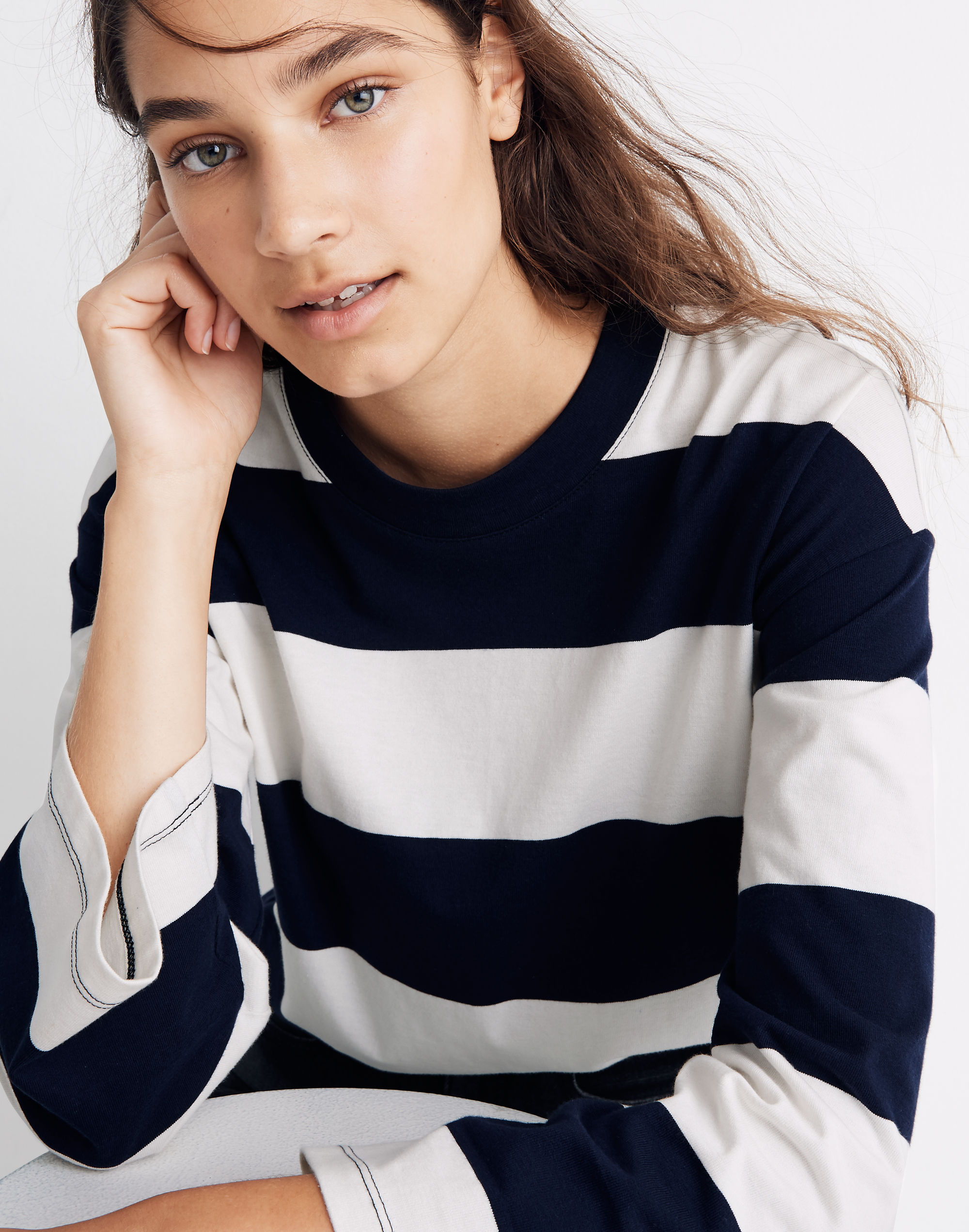 Easy Crop Long-Sleeve Tee in Rugby Stripe