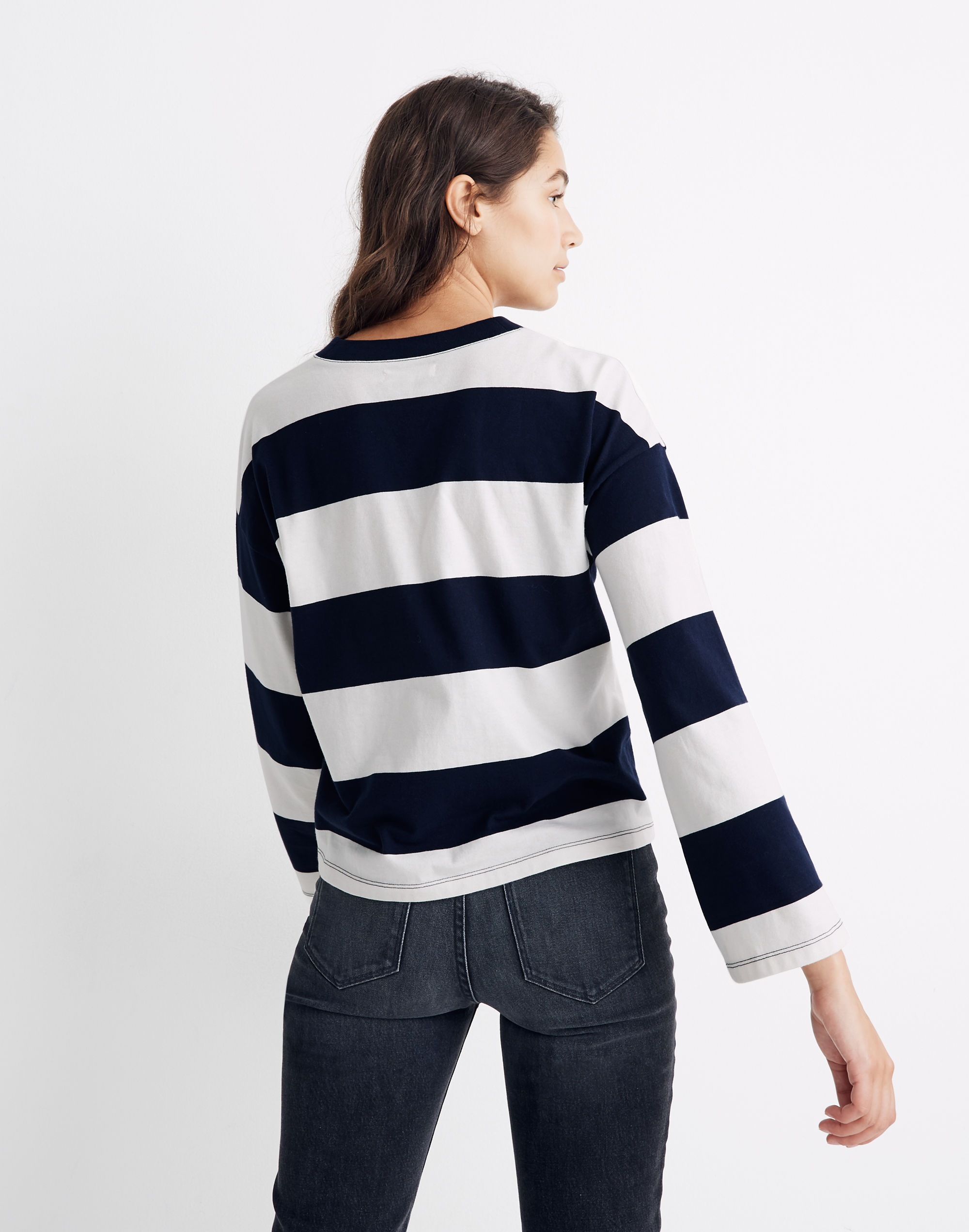 Easy Crop Long-Sleeve Tee in Rugby Stripe