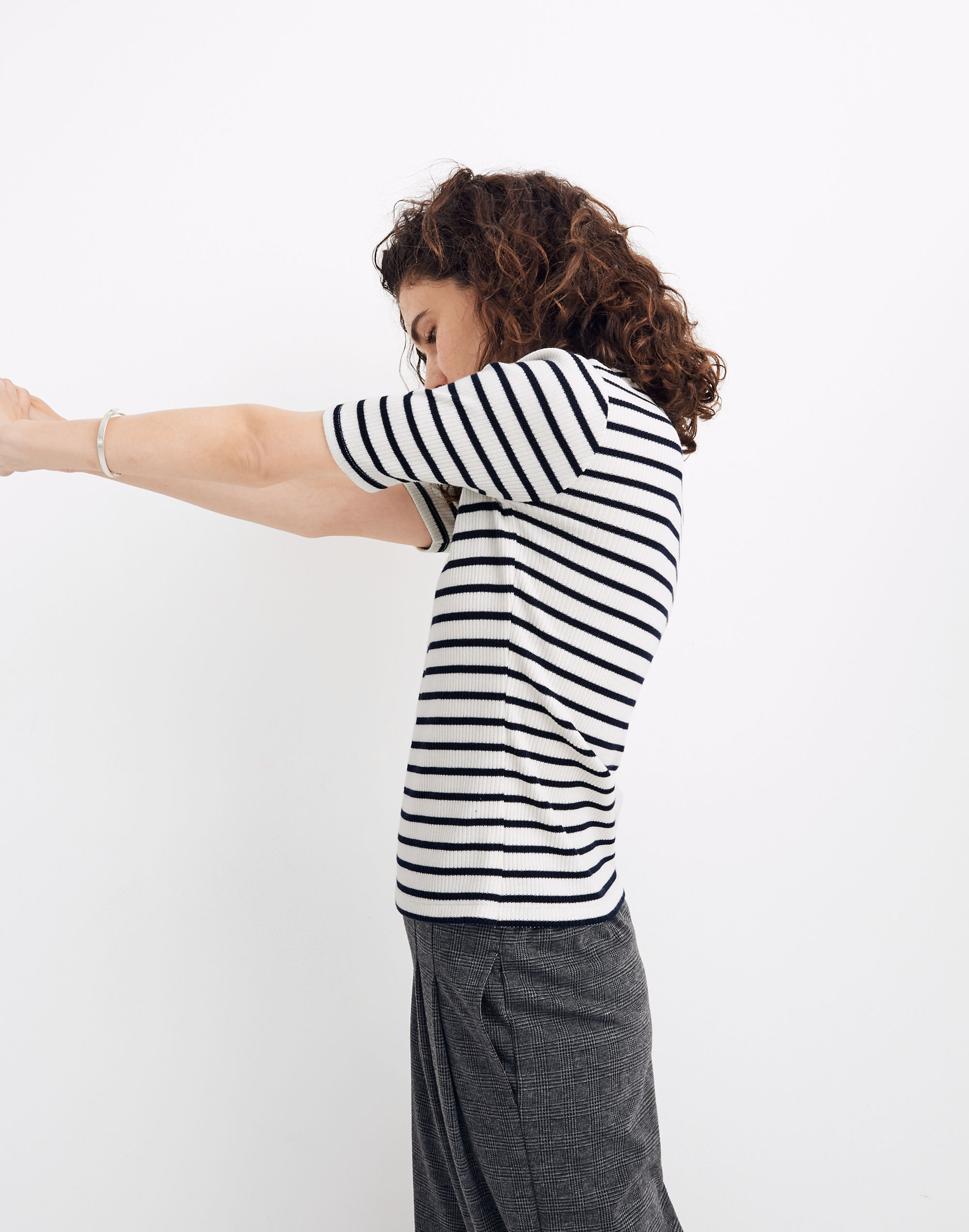 Ribbed Mockneck Top in Sailor Stripe