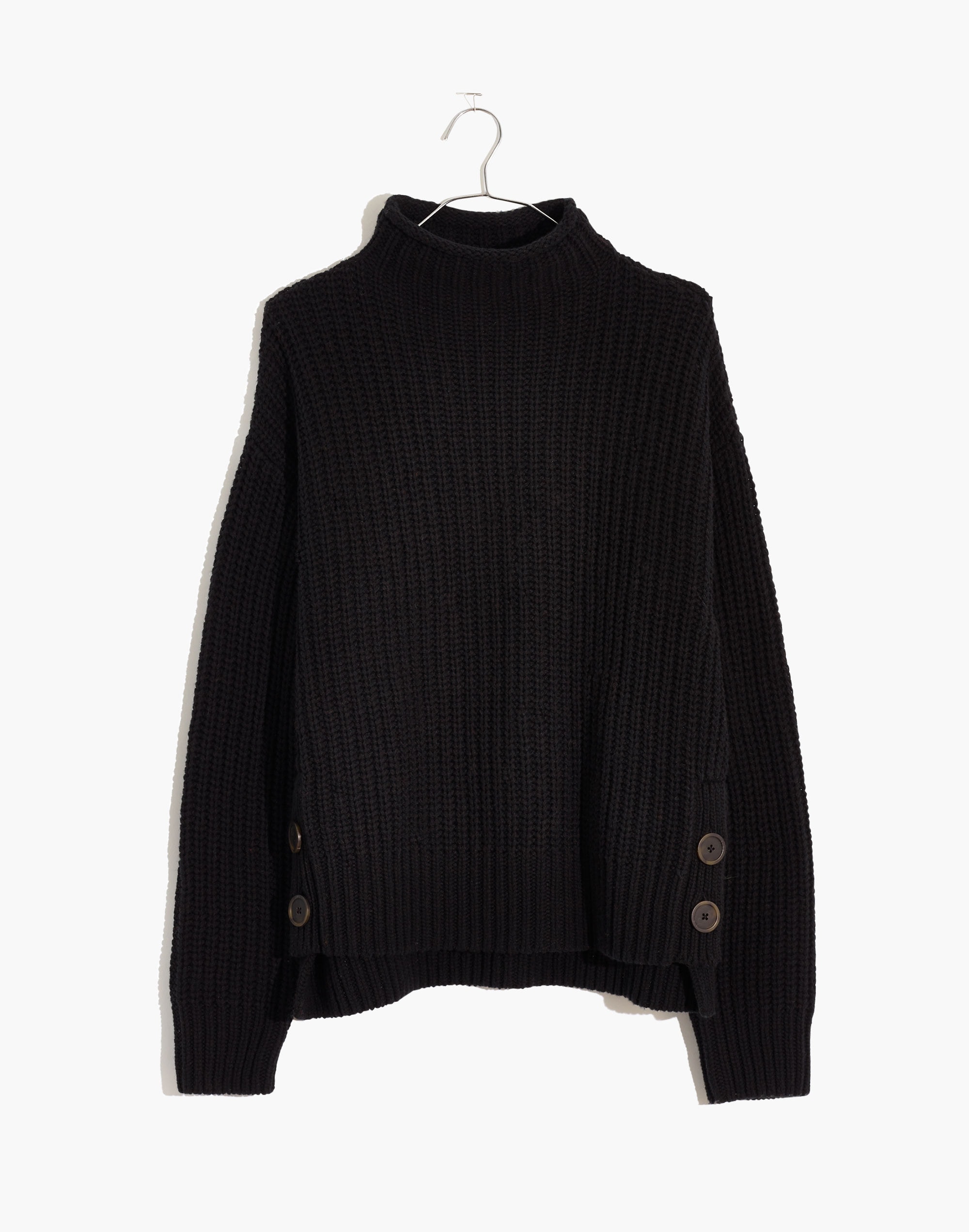 mockneck side-button pullover sweater