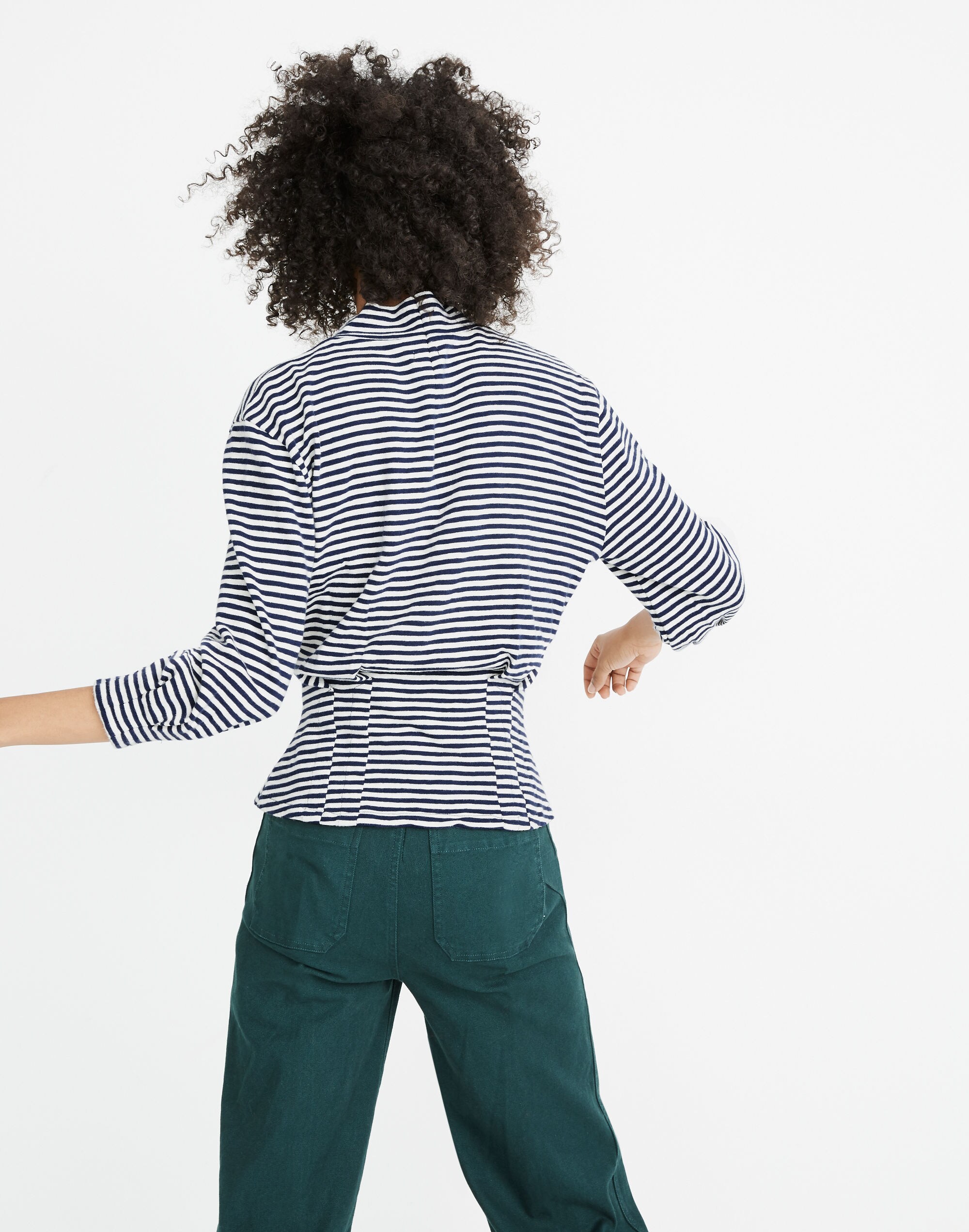 Mockneck Structured Top in Stripe