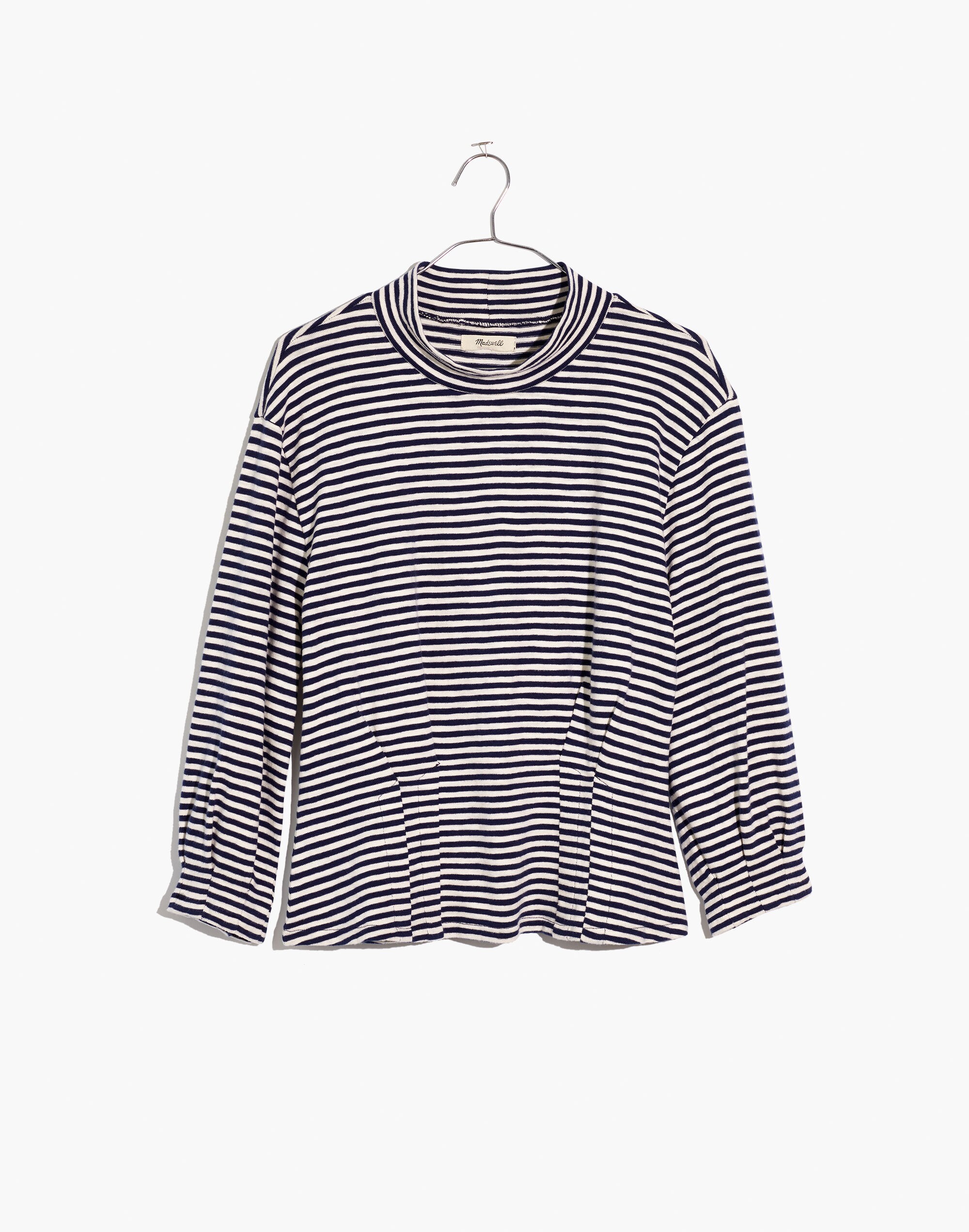 Mockneck Structured Top in Stripe