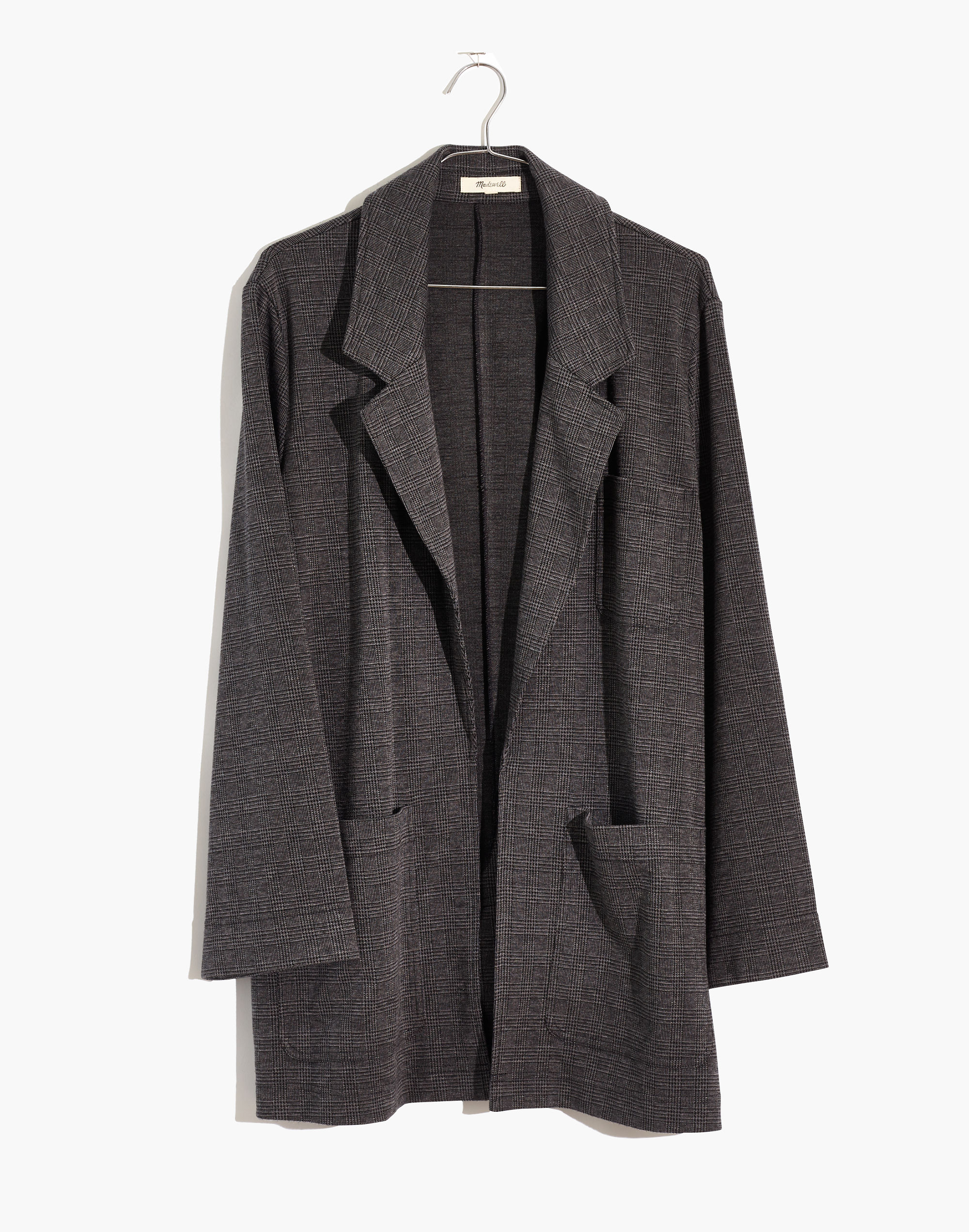 Oversized Knit Blazer in Glen Plaid