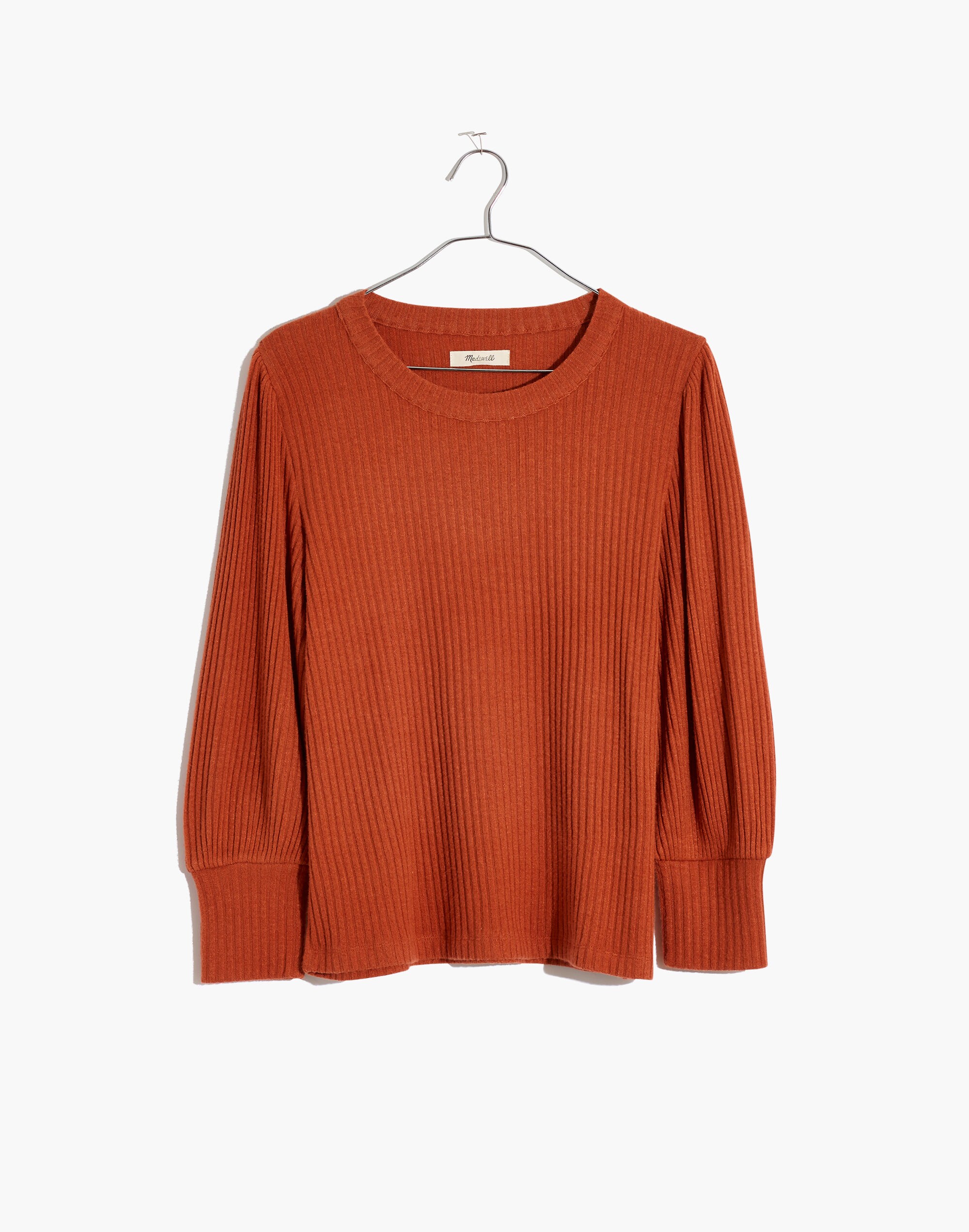 Brushed Rib Pleat-Sleeve Top