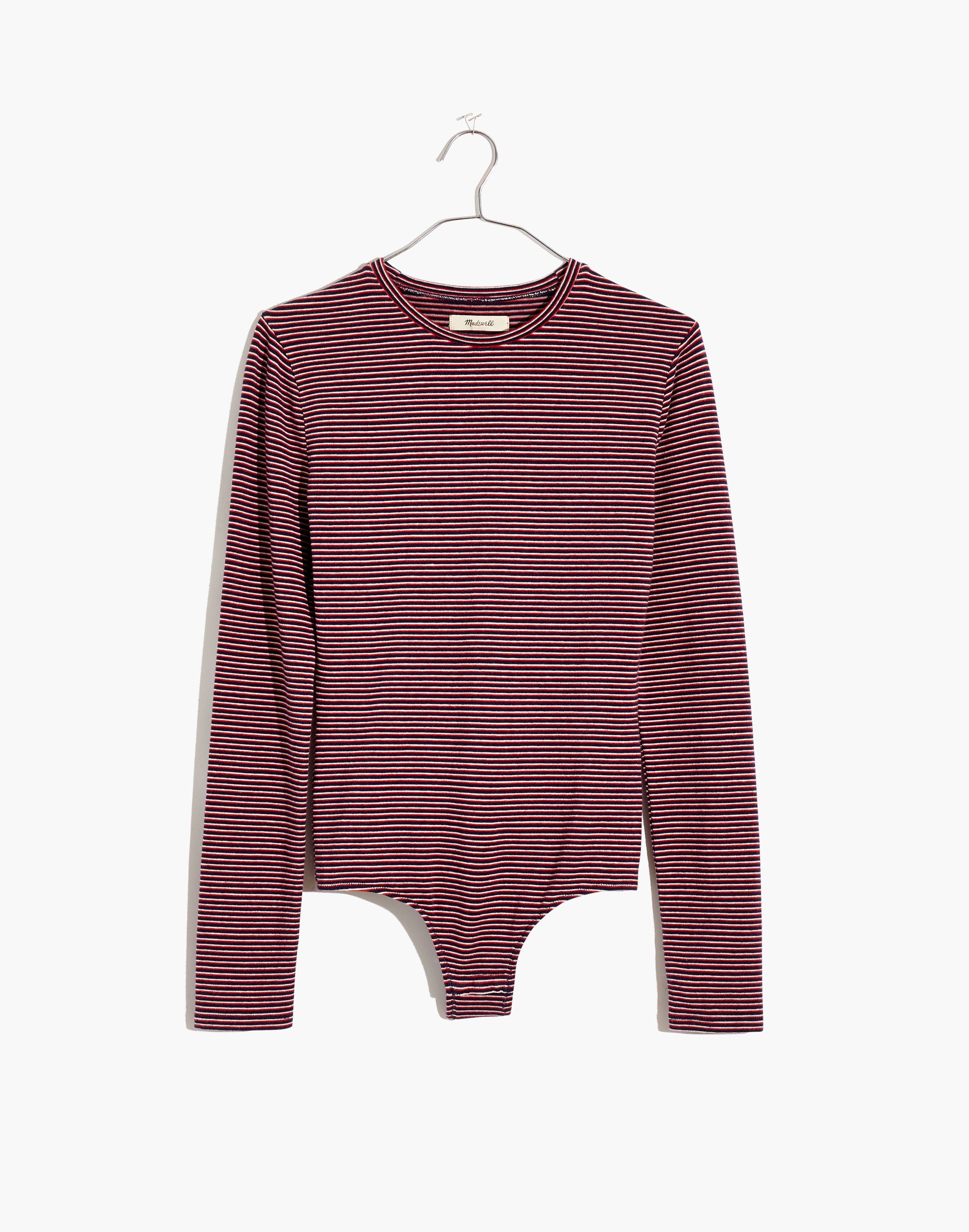 Crewneck Long-Sleeve Bodysuit in Stripe