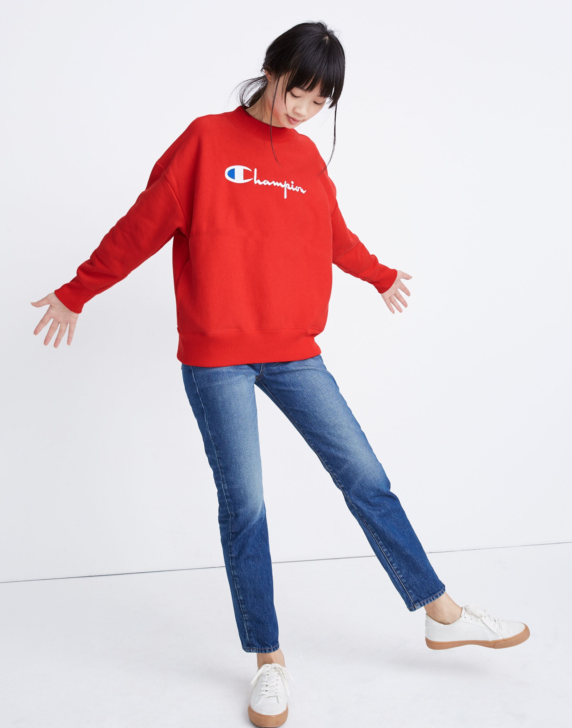 champion&reg; big script logo oversized crewneck sweatshirt