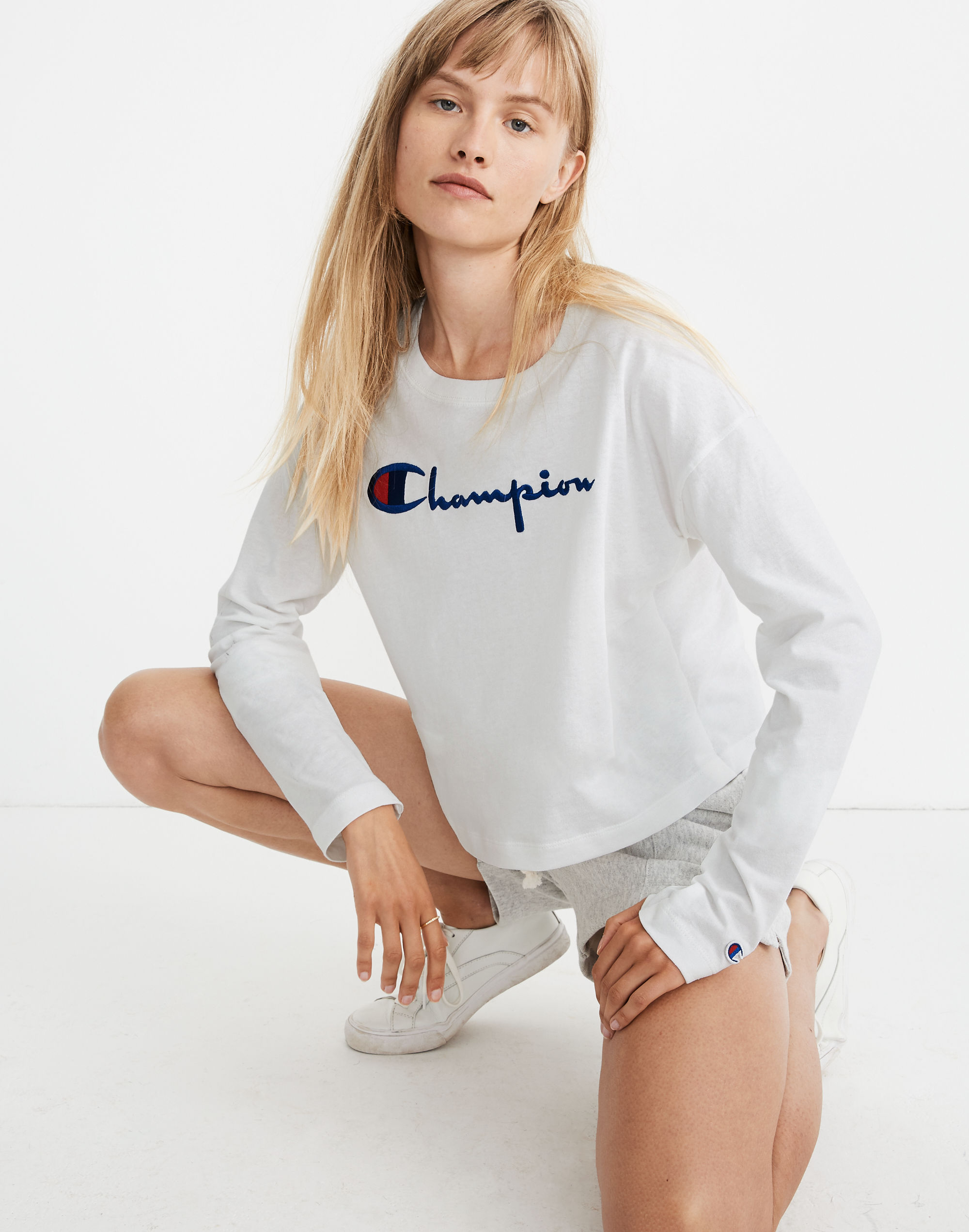 Champion&reg; Big Script Logo Long-Sleeve Crop Tee