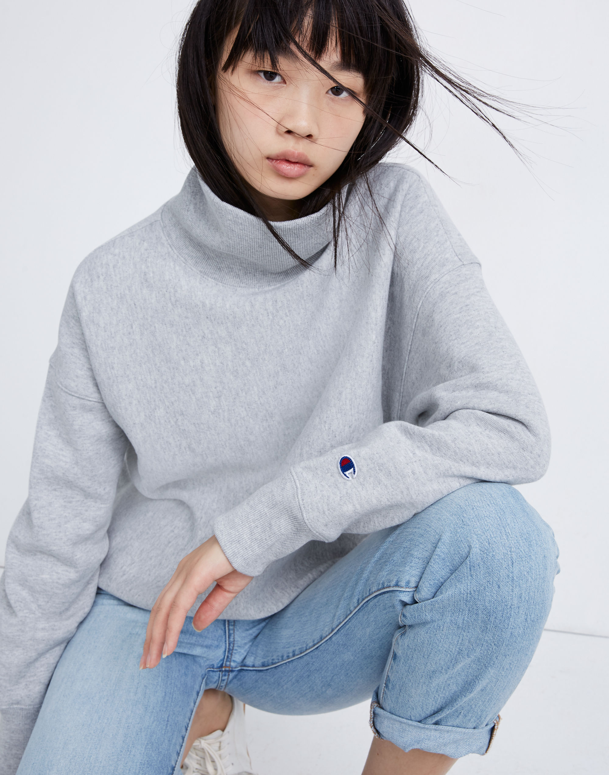 champion&reg; logo high-neck sweatshirt