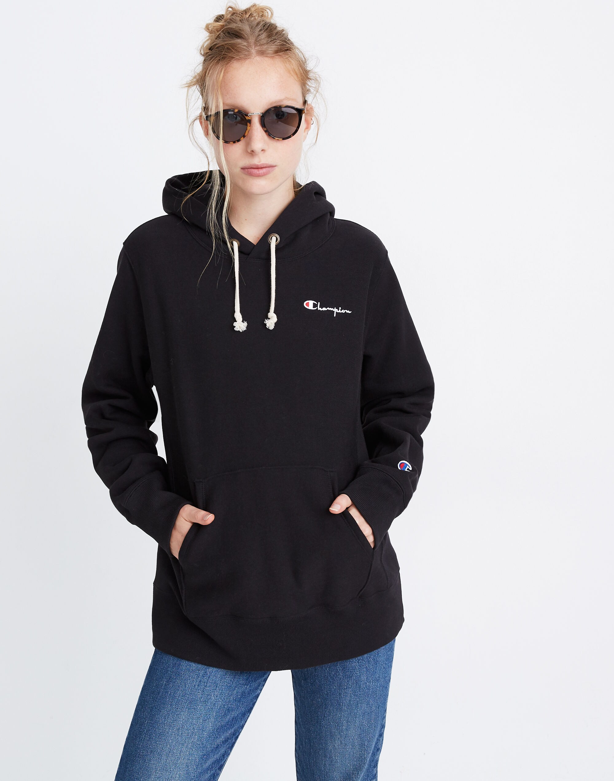Champion&reg; Small Script Logo Pullover Hoodie Sweatshirt