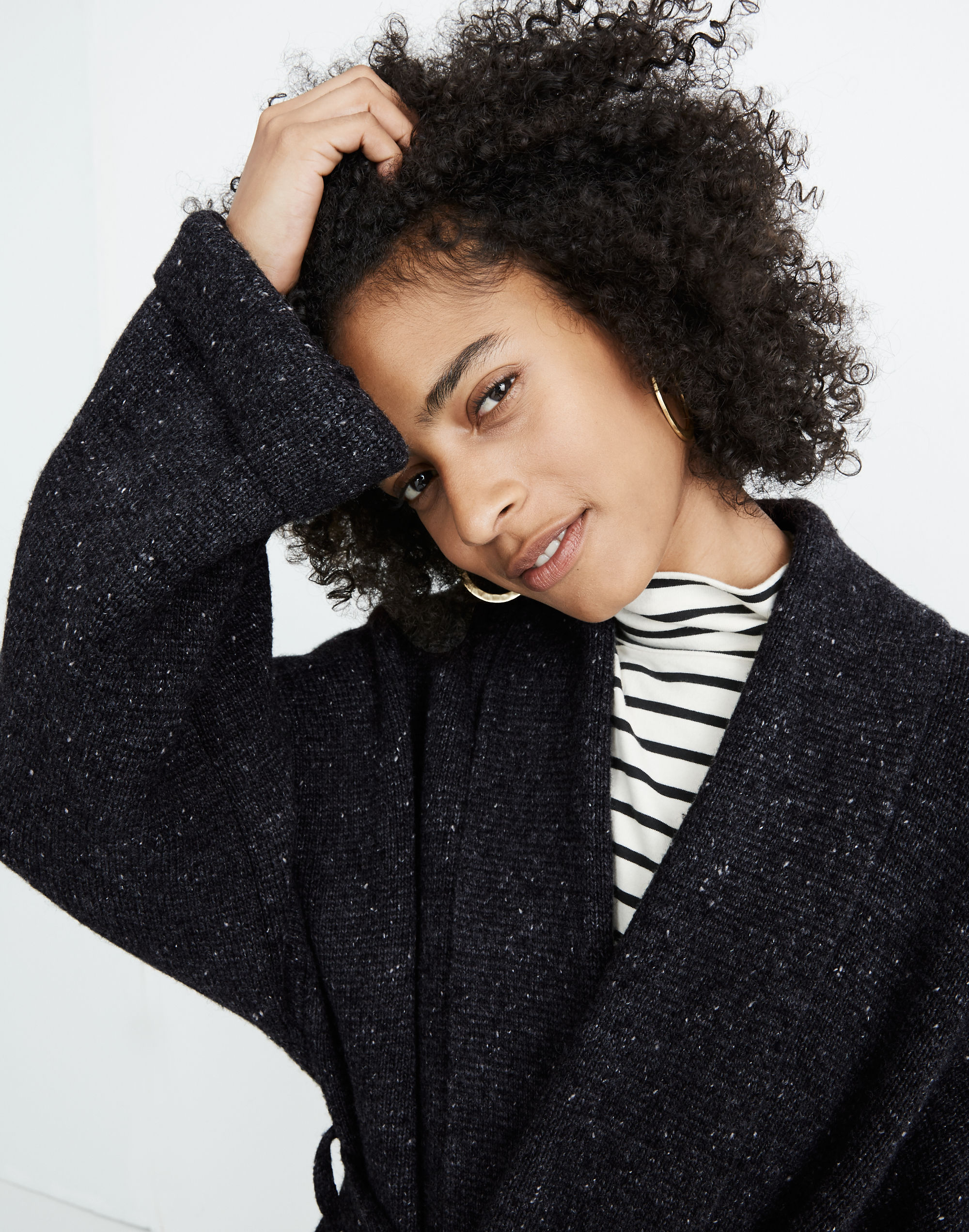 Donegal Tie-Waist Cardigan Sweater