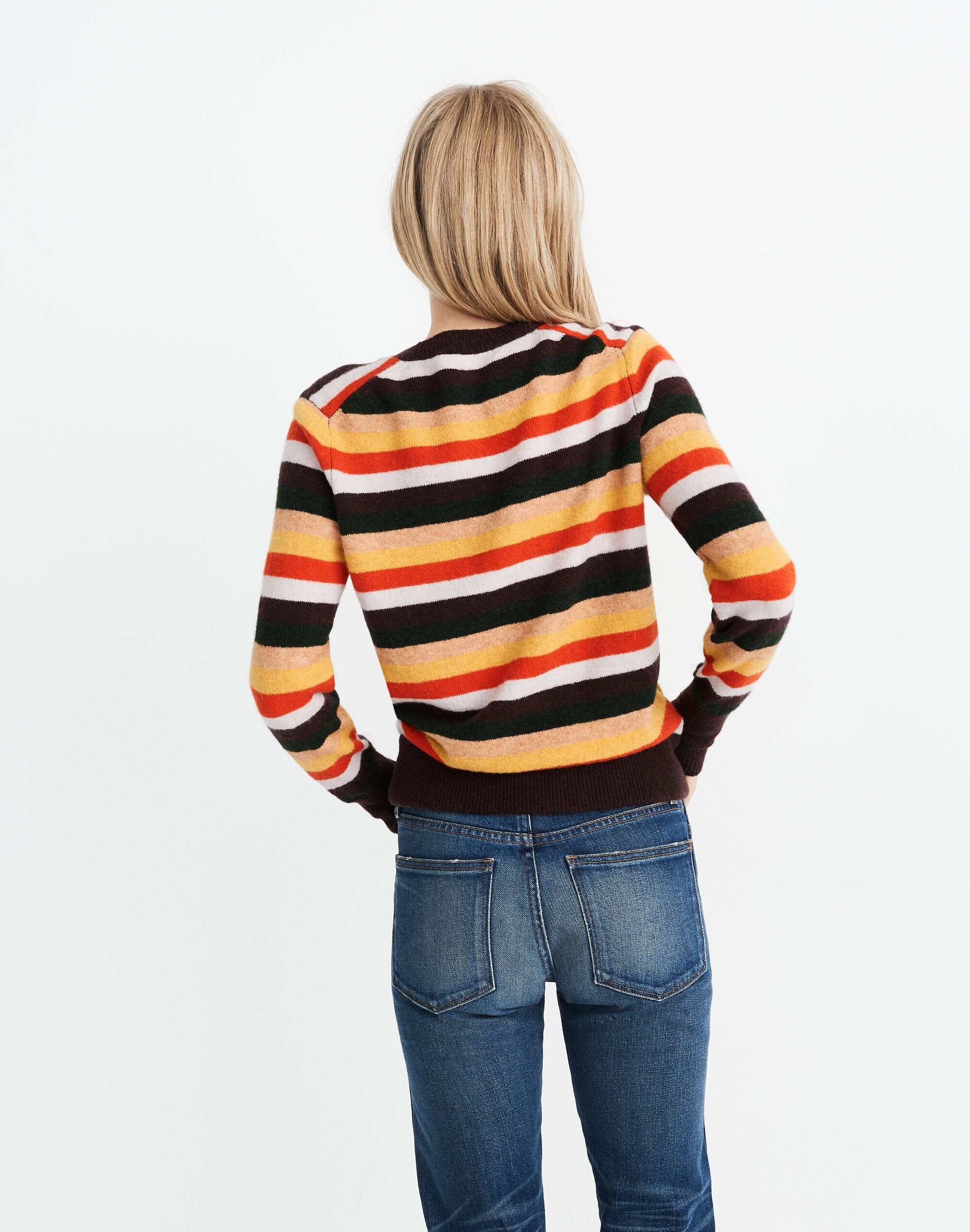 Wrap-Front Pullover Sweater in Stripe