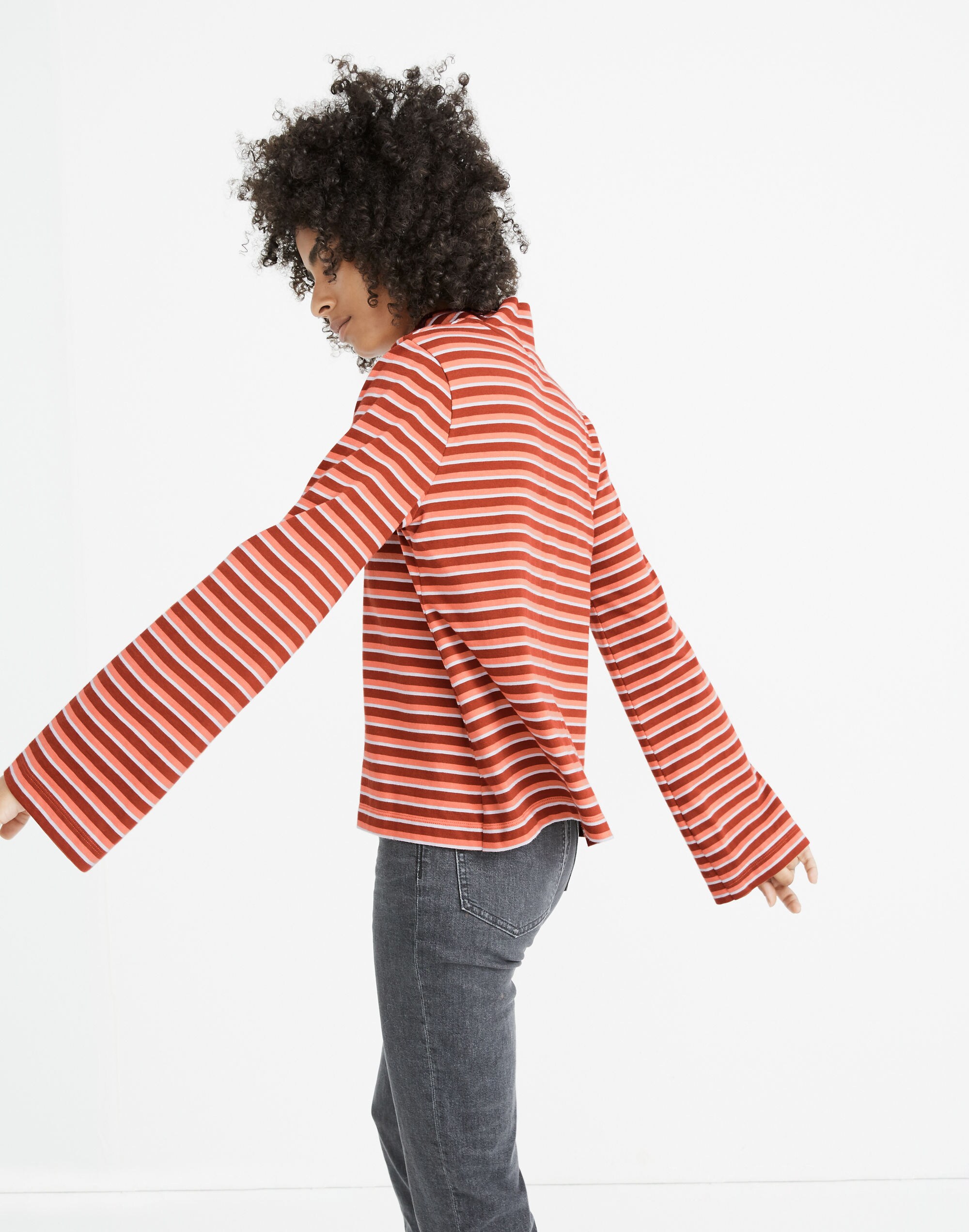 Wide-Sleeve Turtleneck in Westwater Stripe