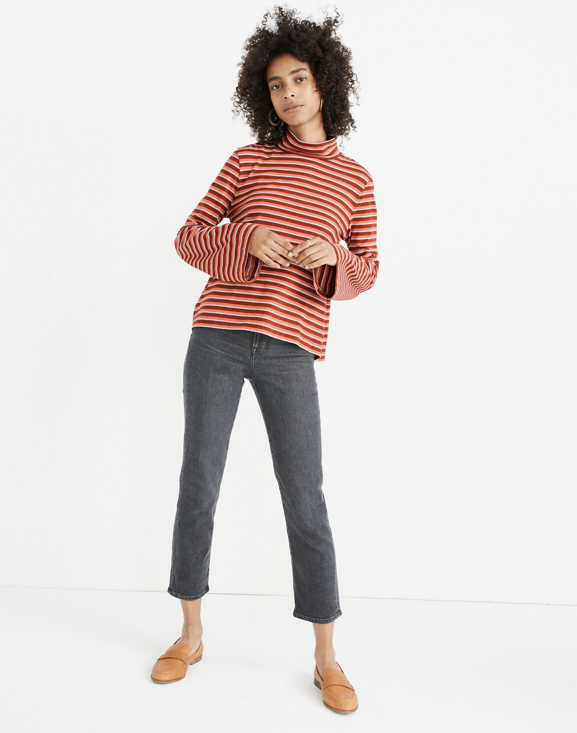Wide-Sleeve Turtleneck in Westwater Stripe
