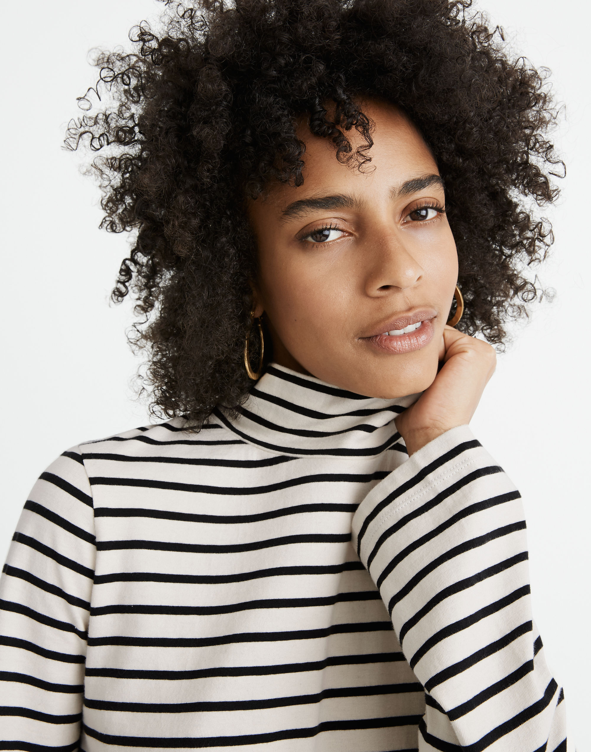 Wide-Sleeve Turtleneck in Stripe