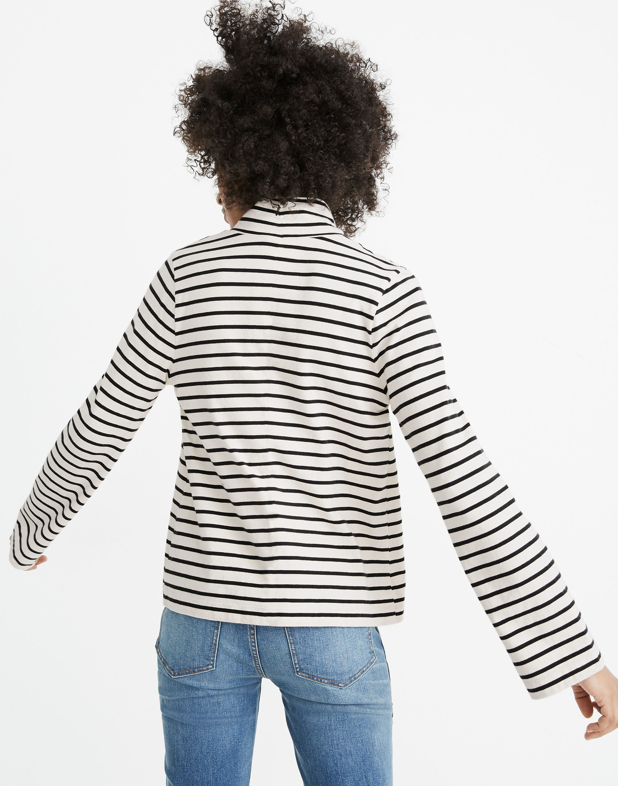 Wide-Sleeve Turtleneck in Stripe