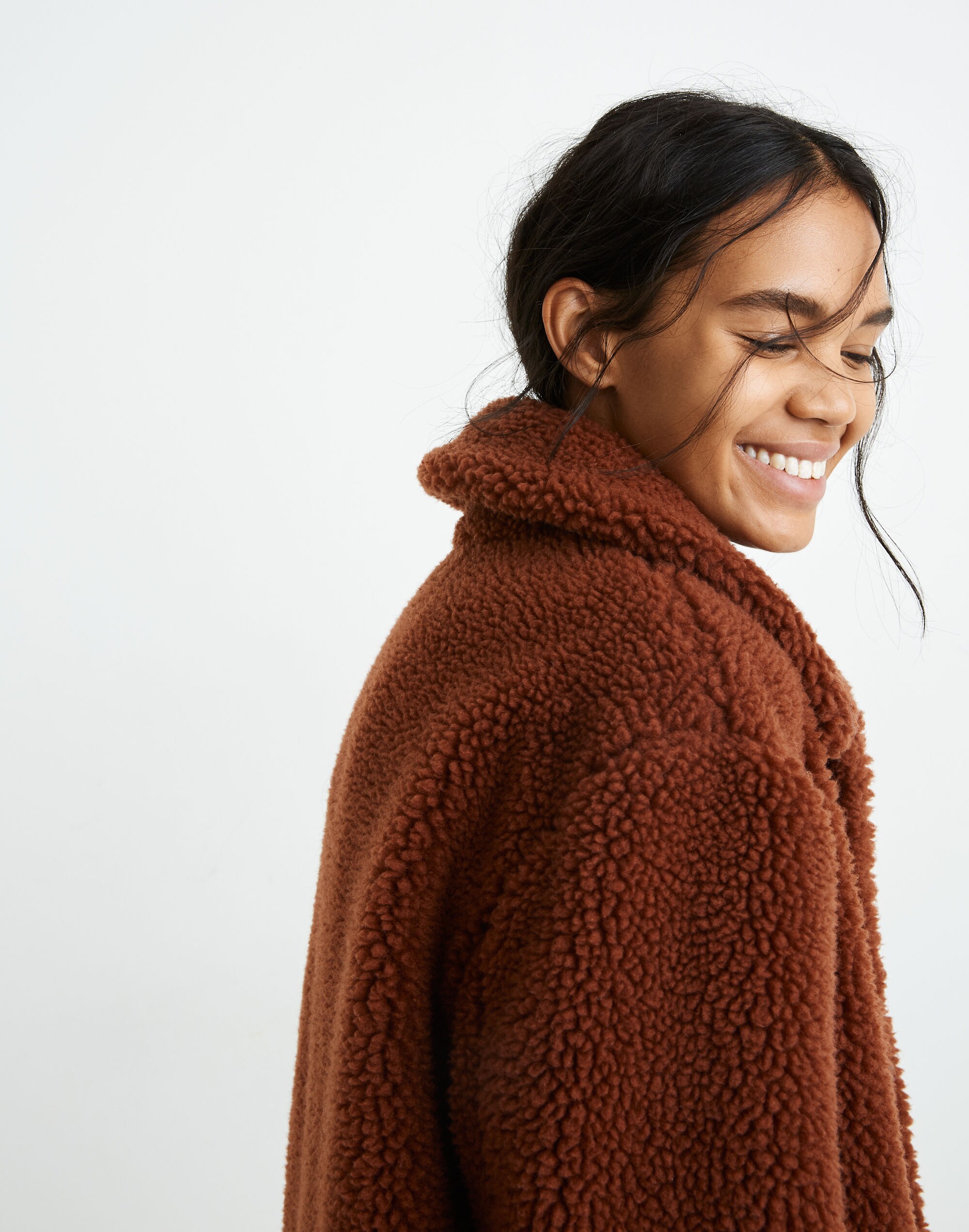 Button-Front Sherpa Coat