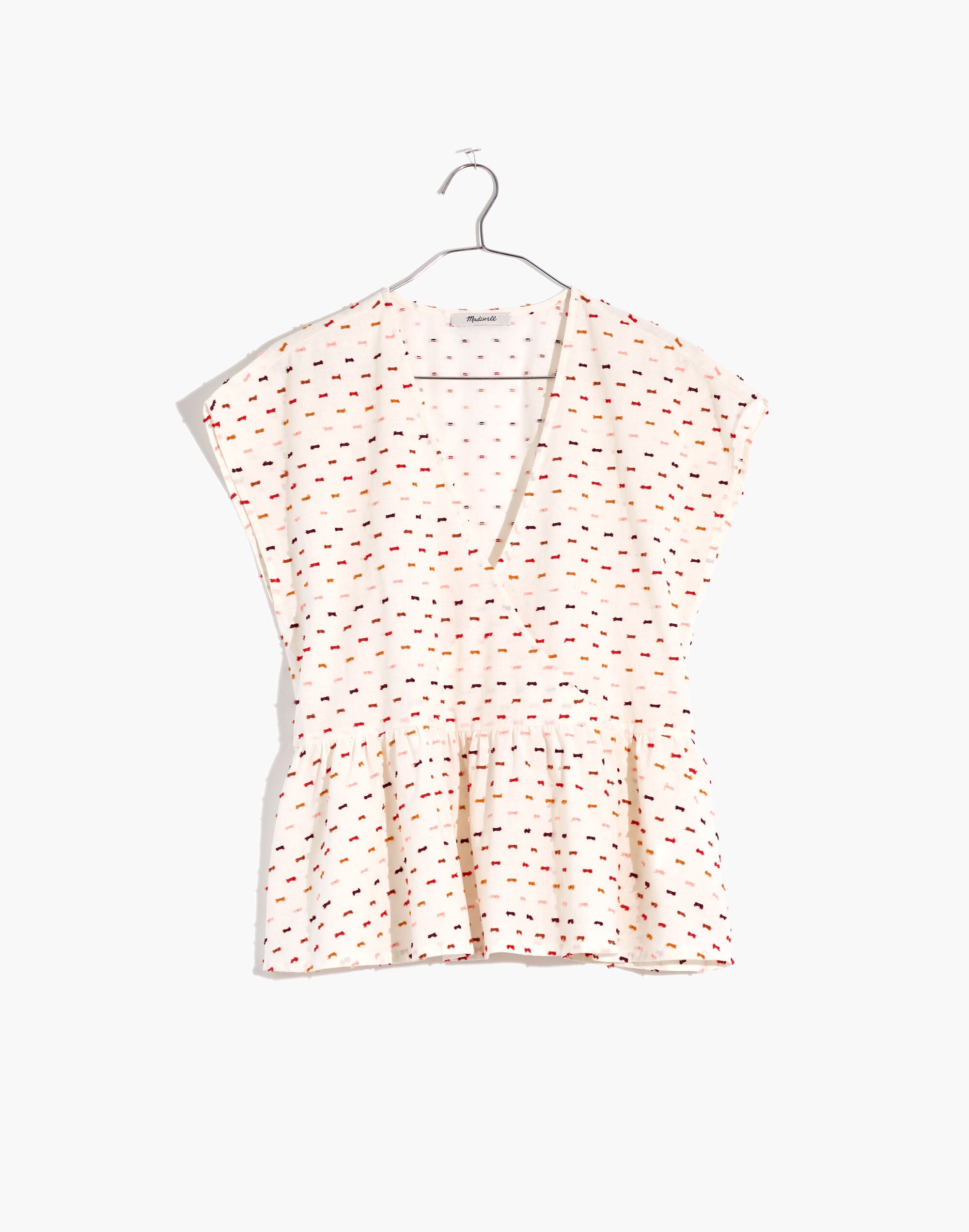 Peplum Crossover Top in Rainbow Clipdot