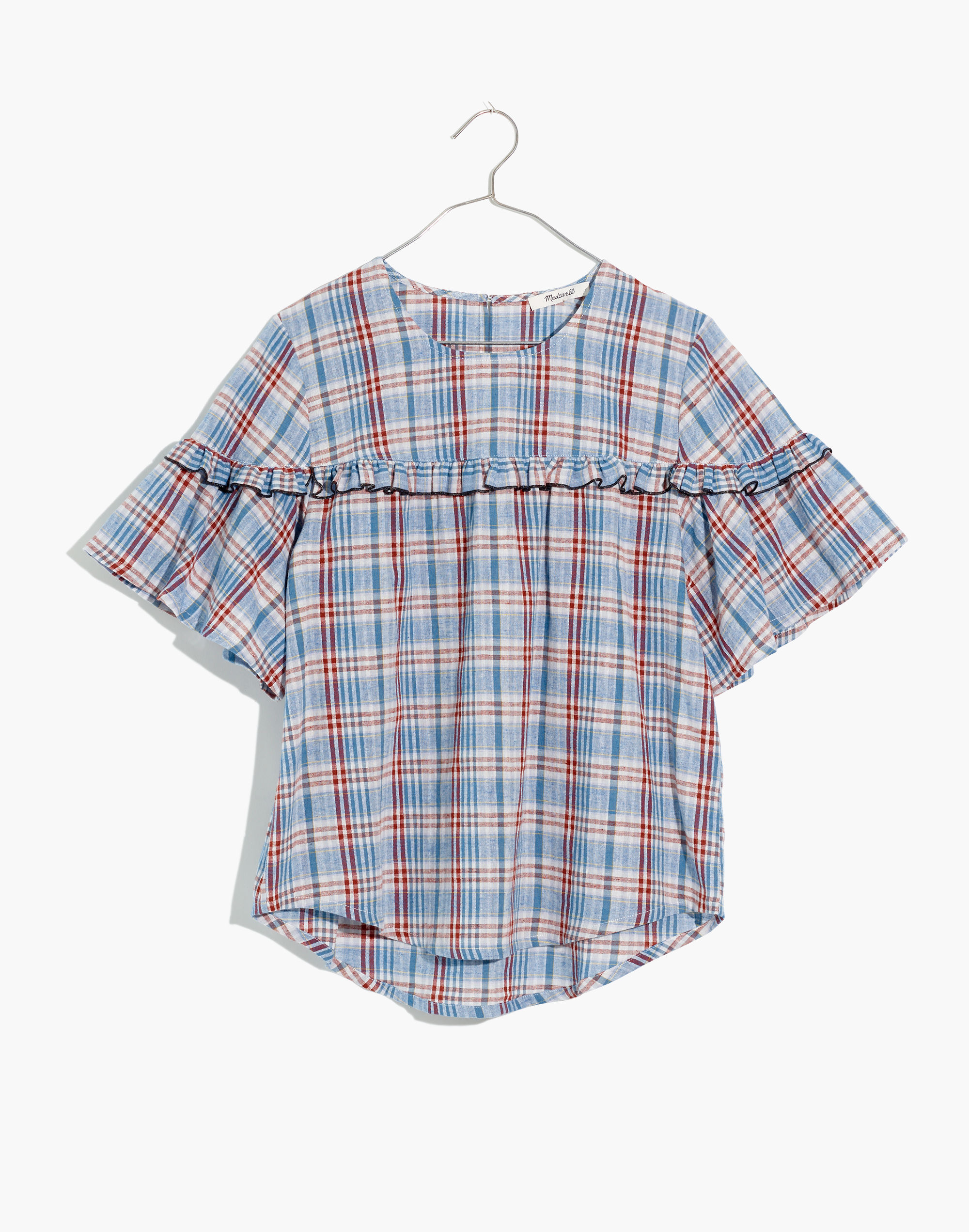 Ruffle-Yoke Top in Plaid