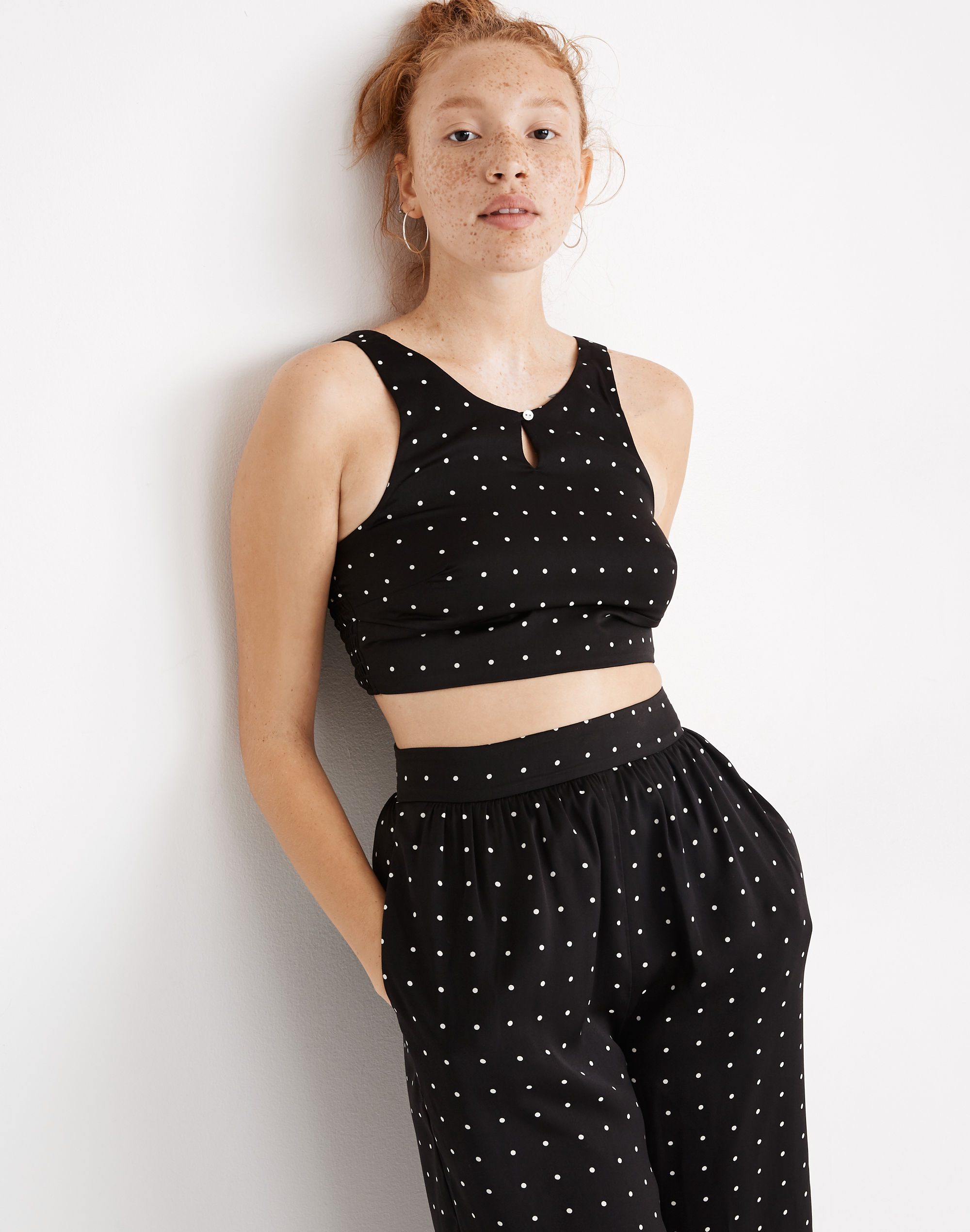 Crop Top in Grid Dot