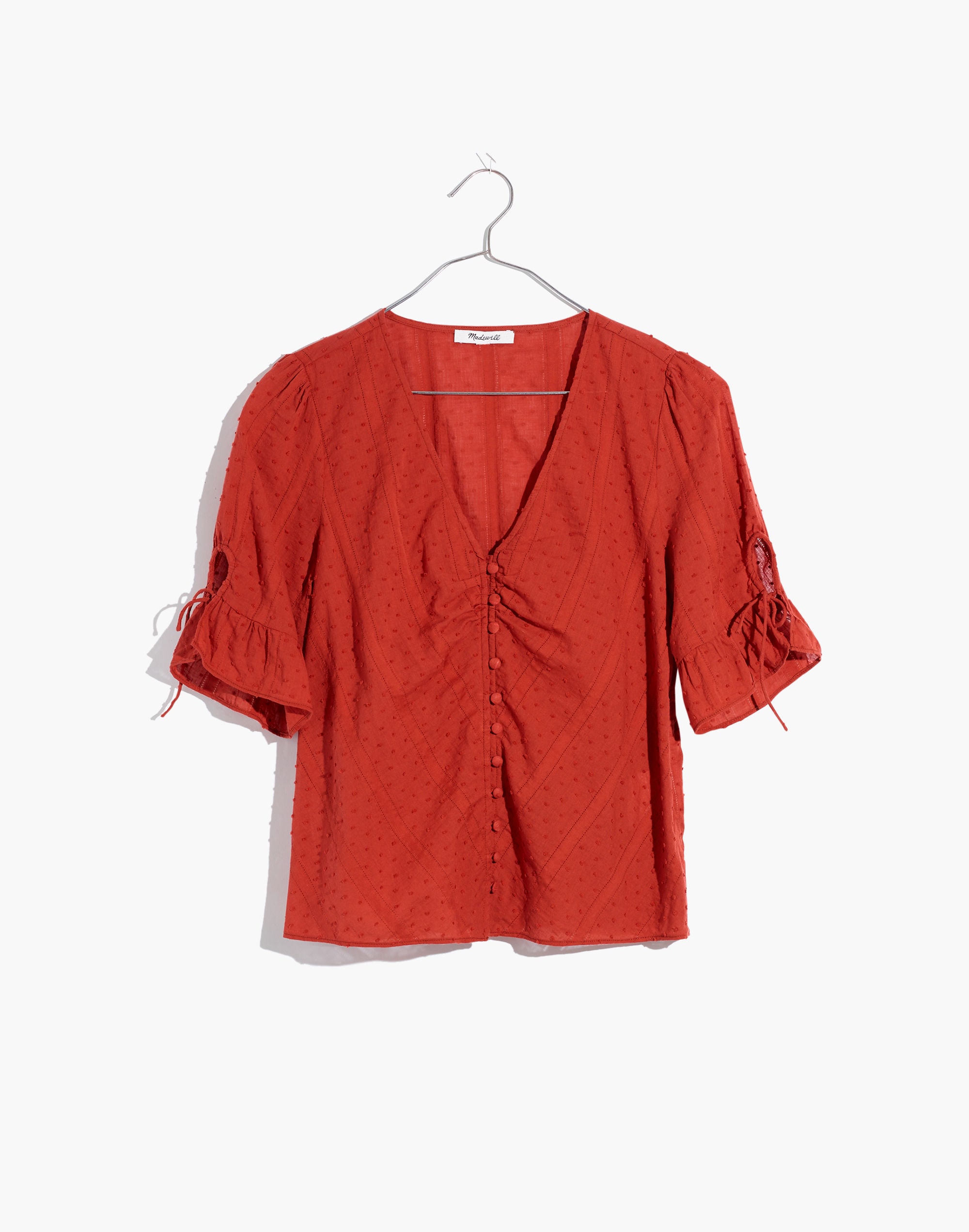 Daylight Tie-Sleeve Top in Swiss Dot