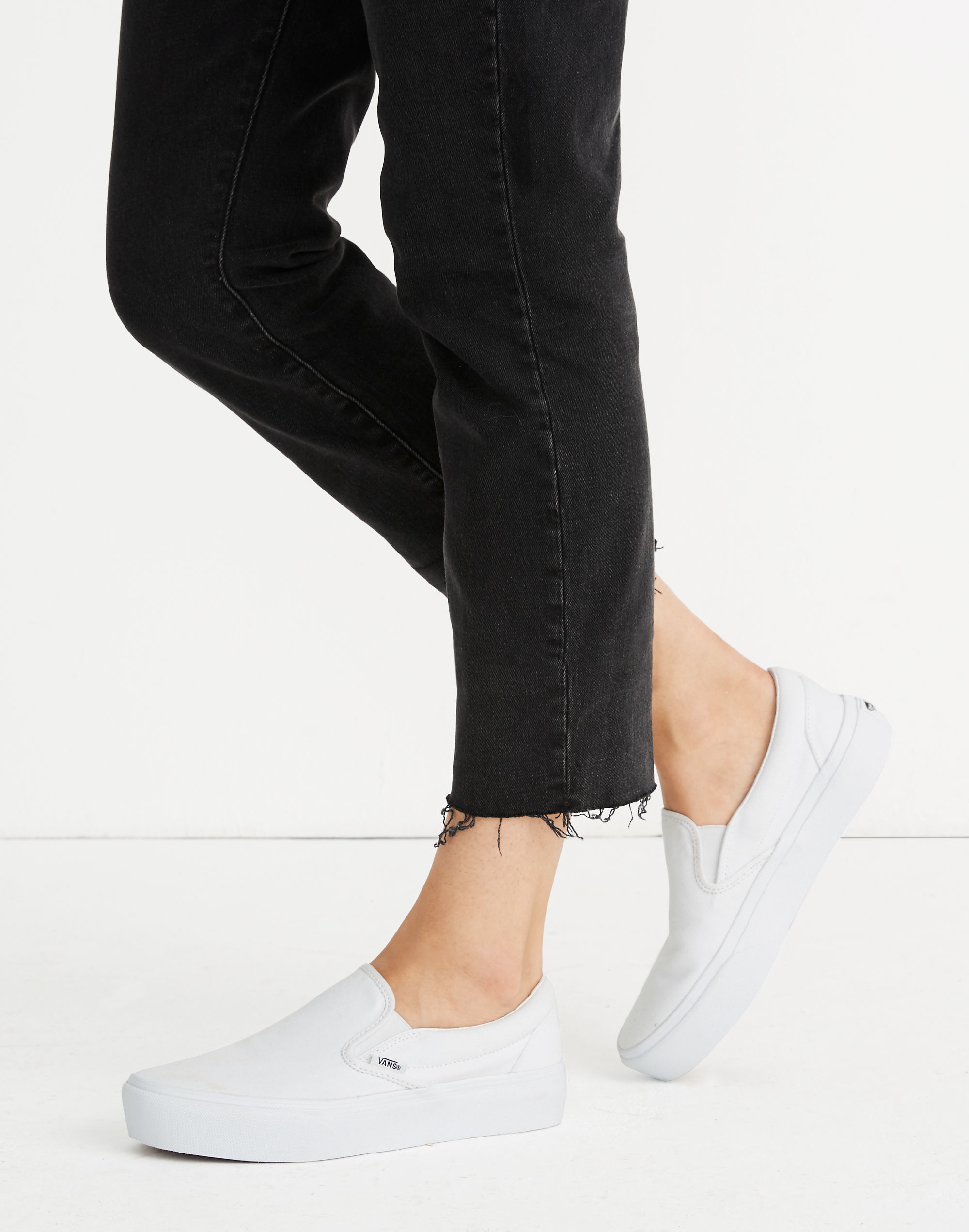 Vans&reg; Unisex Classic Slip-On Platform Sneakers in White Canvas