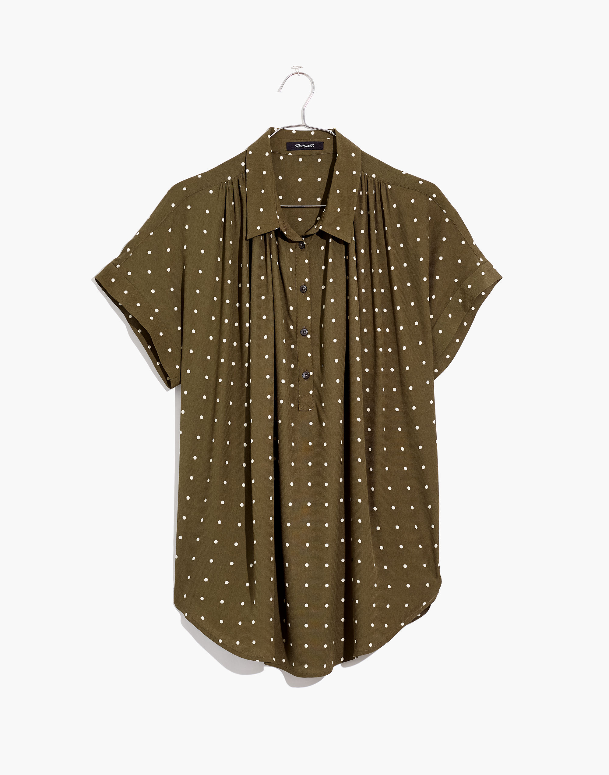 Central Drapey Popover Shirt in Grid Dot