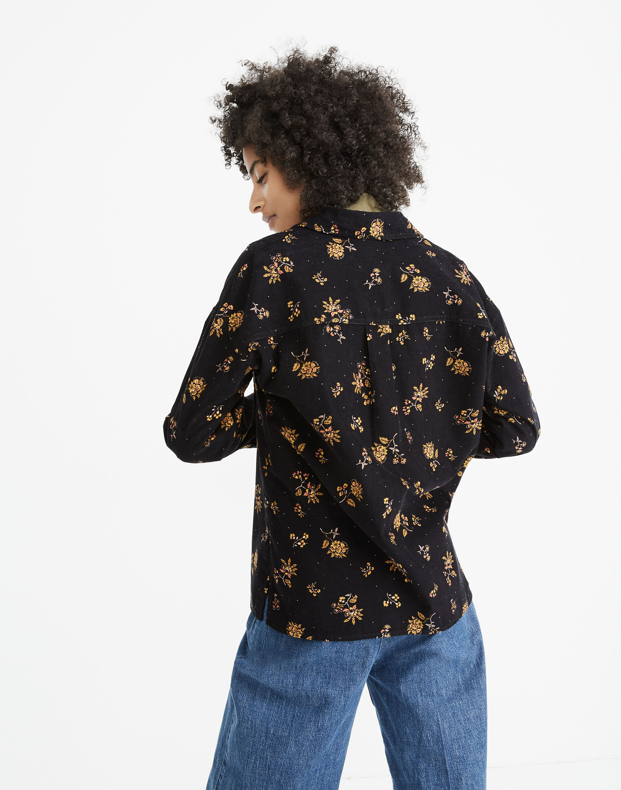 Corduroy Shirt-Jacket in Fall Floral
