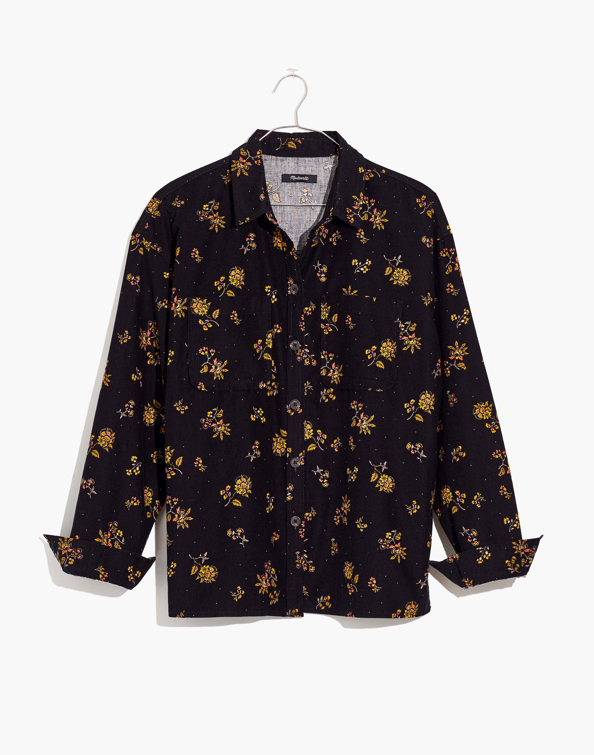 Corduroy Shirt-Jacket in Fall Floral