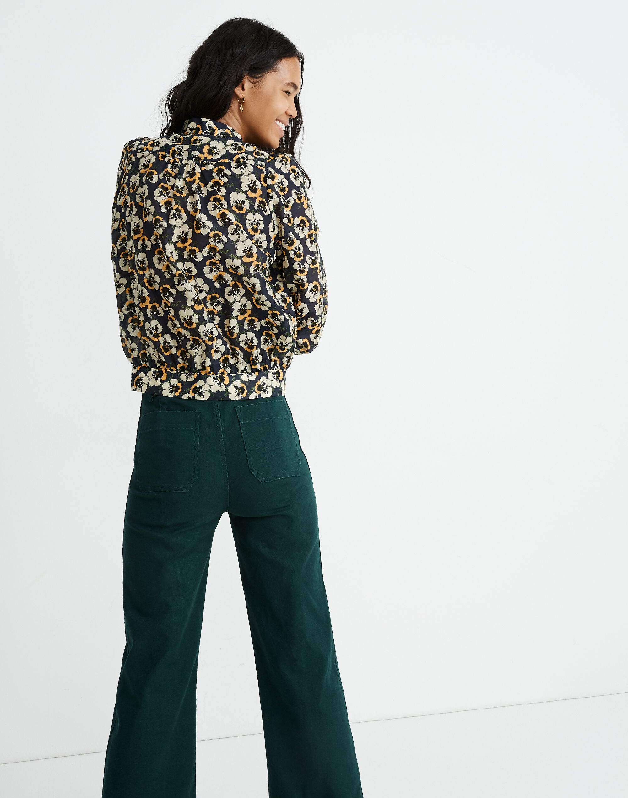 Tie-Neck Top in Viola Floral